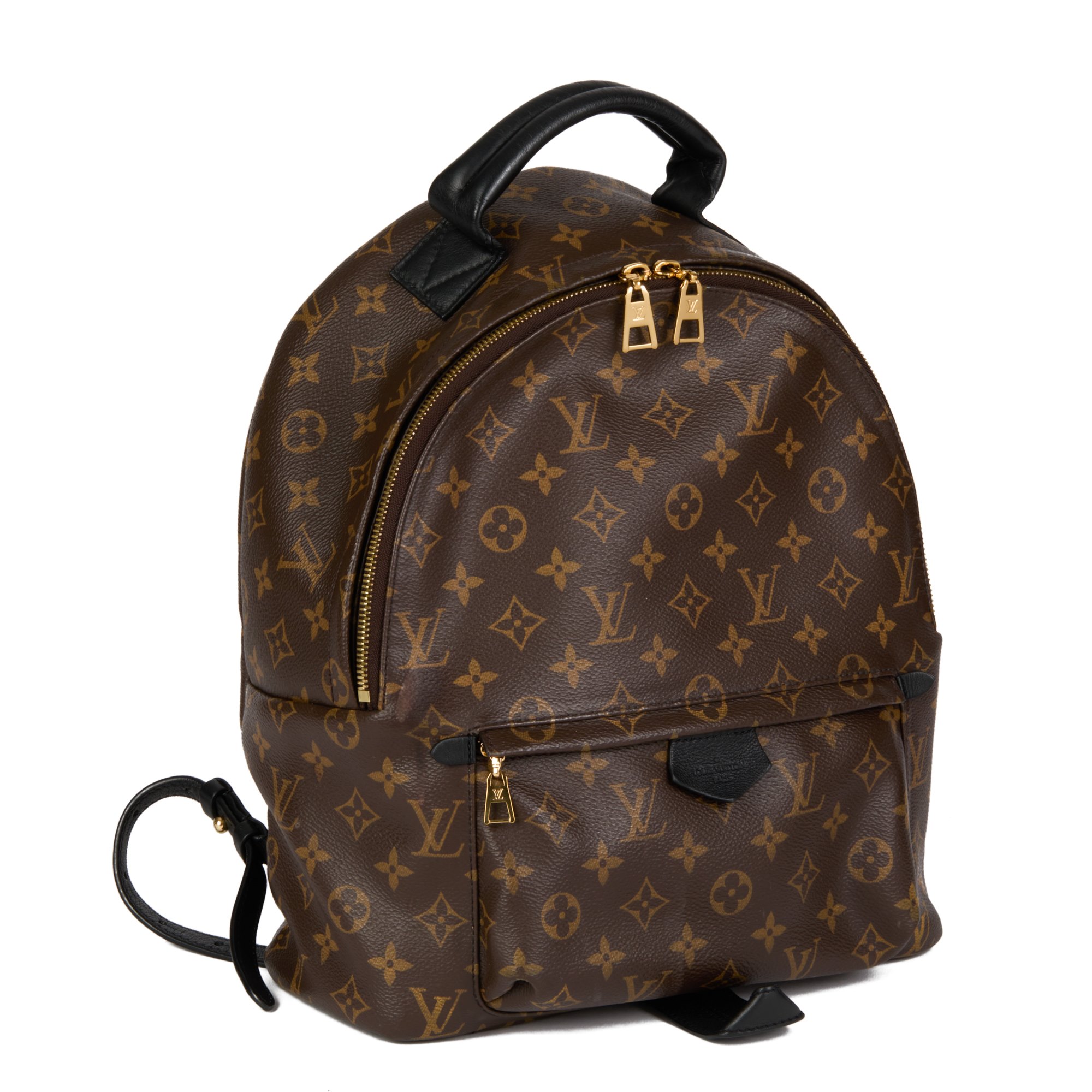 Louis Vuitton Brown Monogram Coated Canvas & Black Calfskin Leather Palm Springs Backpack MM