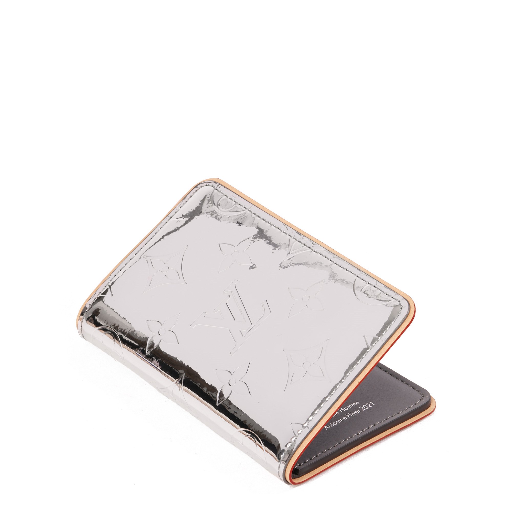 Louis Vuitton Silver Mirror Monogram Vinyl & Vachetta Slender Pocket Cardholder