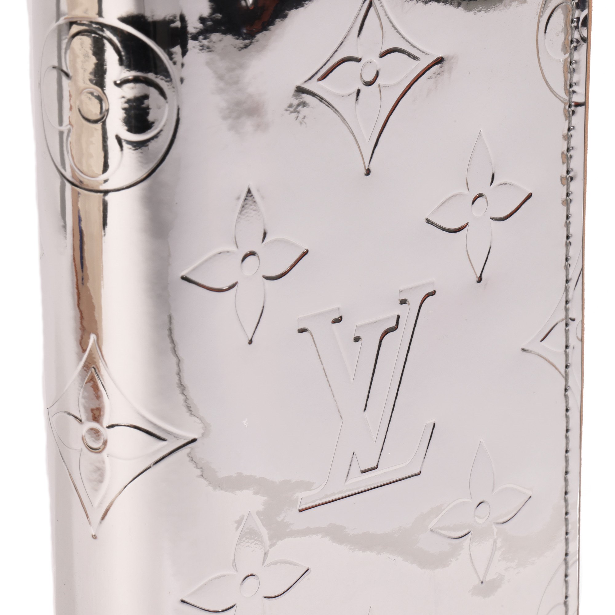 Louis Vuitton Silver Mirror Monogram Vinyl & Vachetta Slender Pocket Cardholder