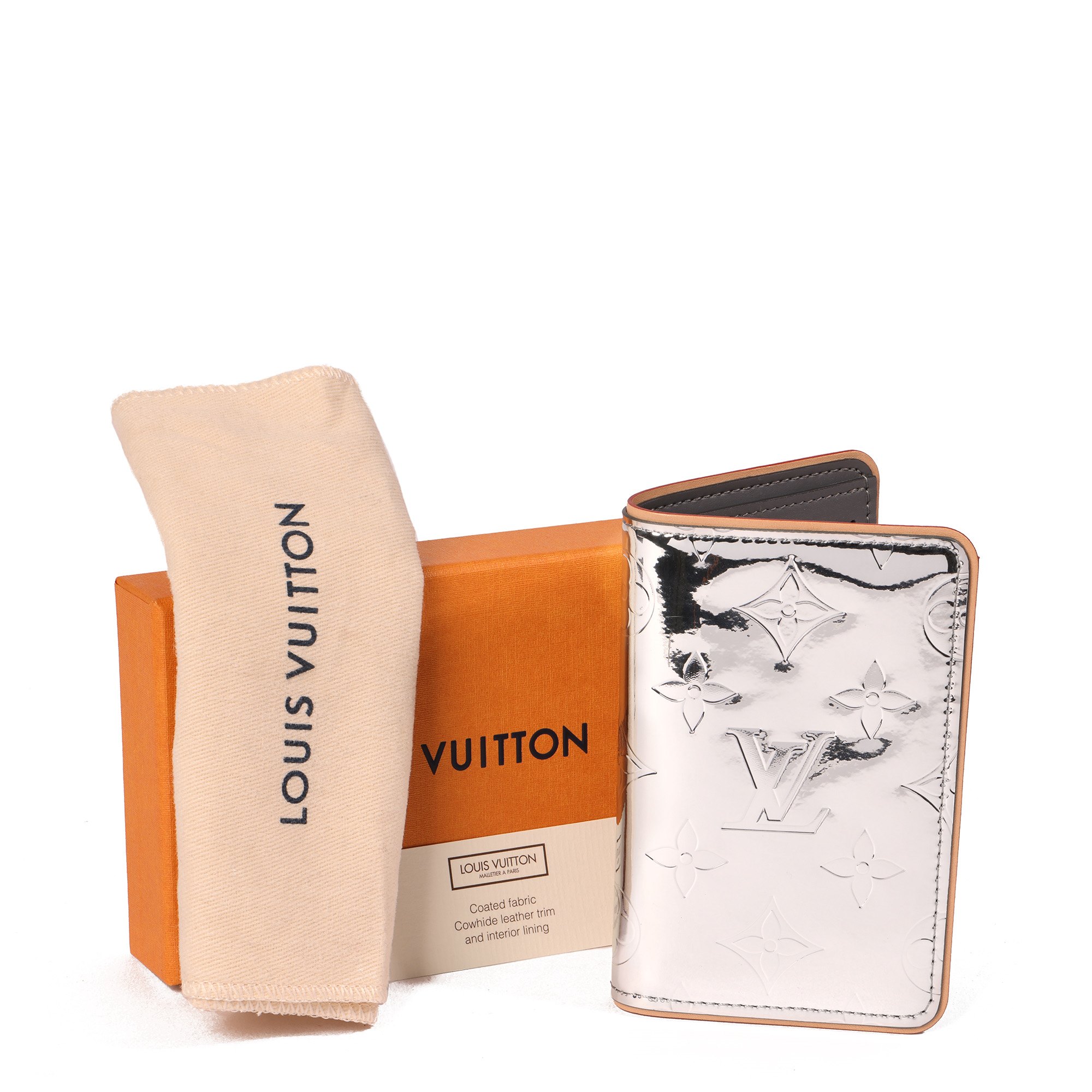 Louis Vuitton Silver Mirror Monogram Vinyl & Vachetta Slender Pocket Cardholder