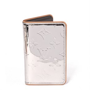 Louis Vuitton Silver Mirror Monogram Vinyl & Vachetta Slender Pocket Cardholder