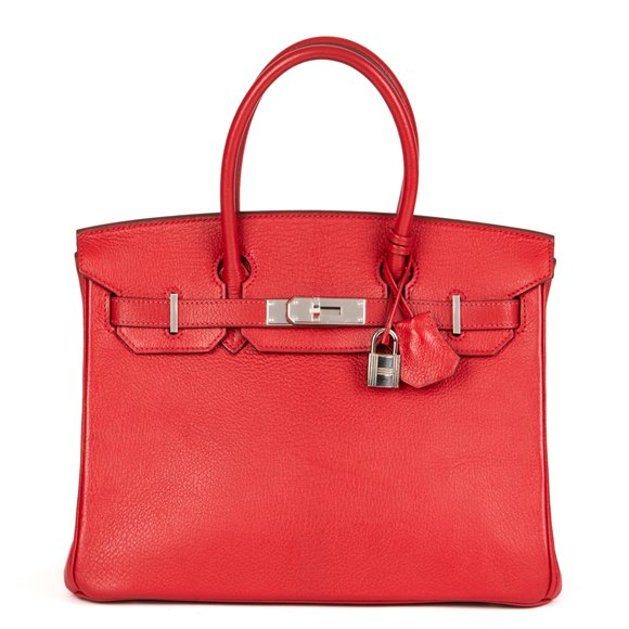 Hermès Rouge Casaque Chevre Mysore Leather Birkin 30cm Retourne