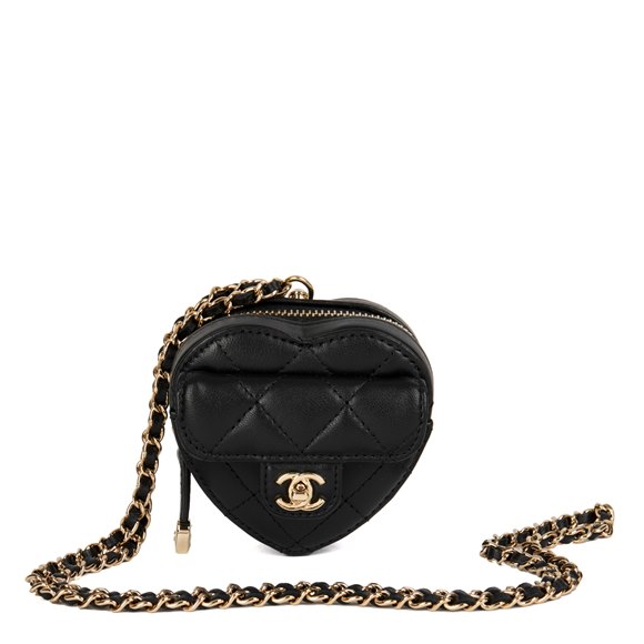 Chanel Black Quilted Lambskin Micro Love Heart