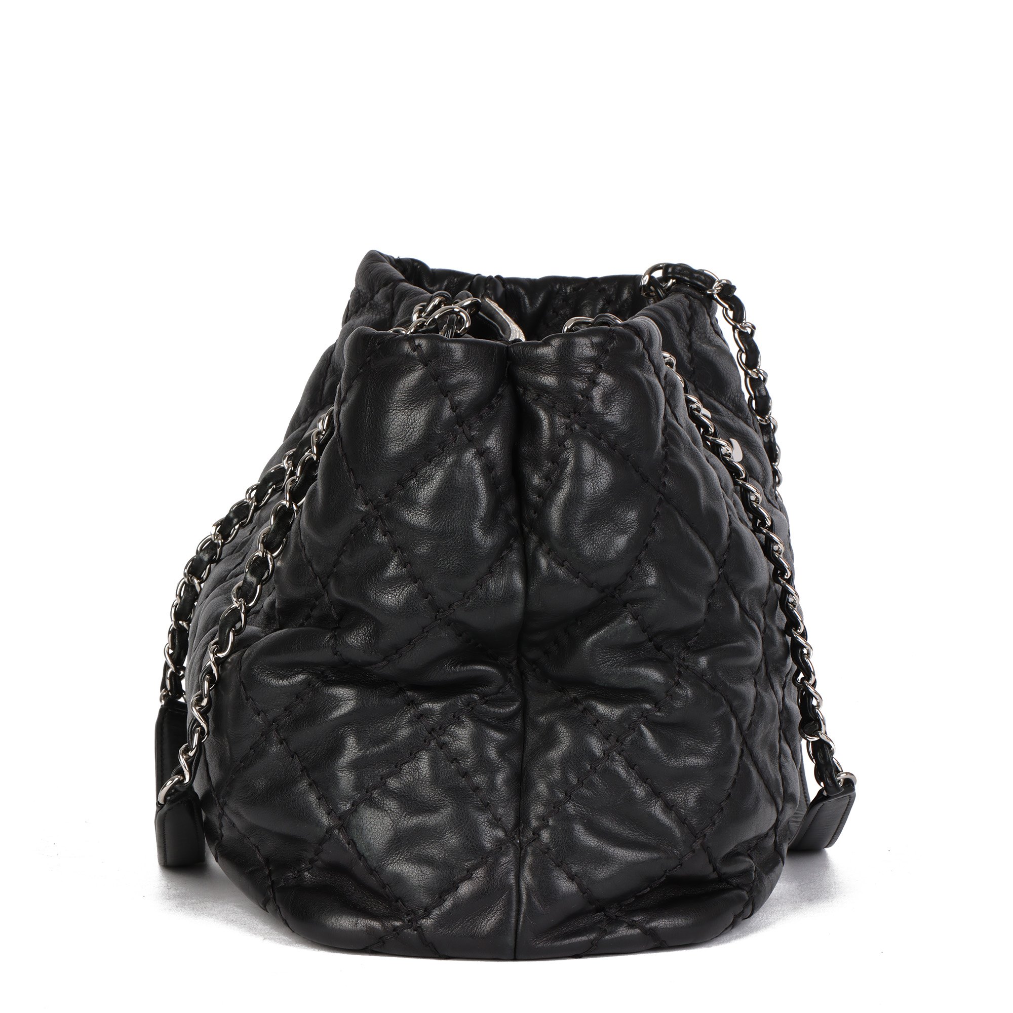 Chanel Black Quilted Aged Calfskin Leather Classic Shoulder Tote