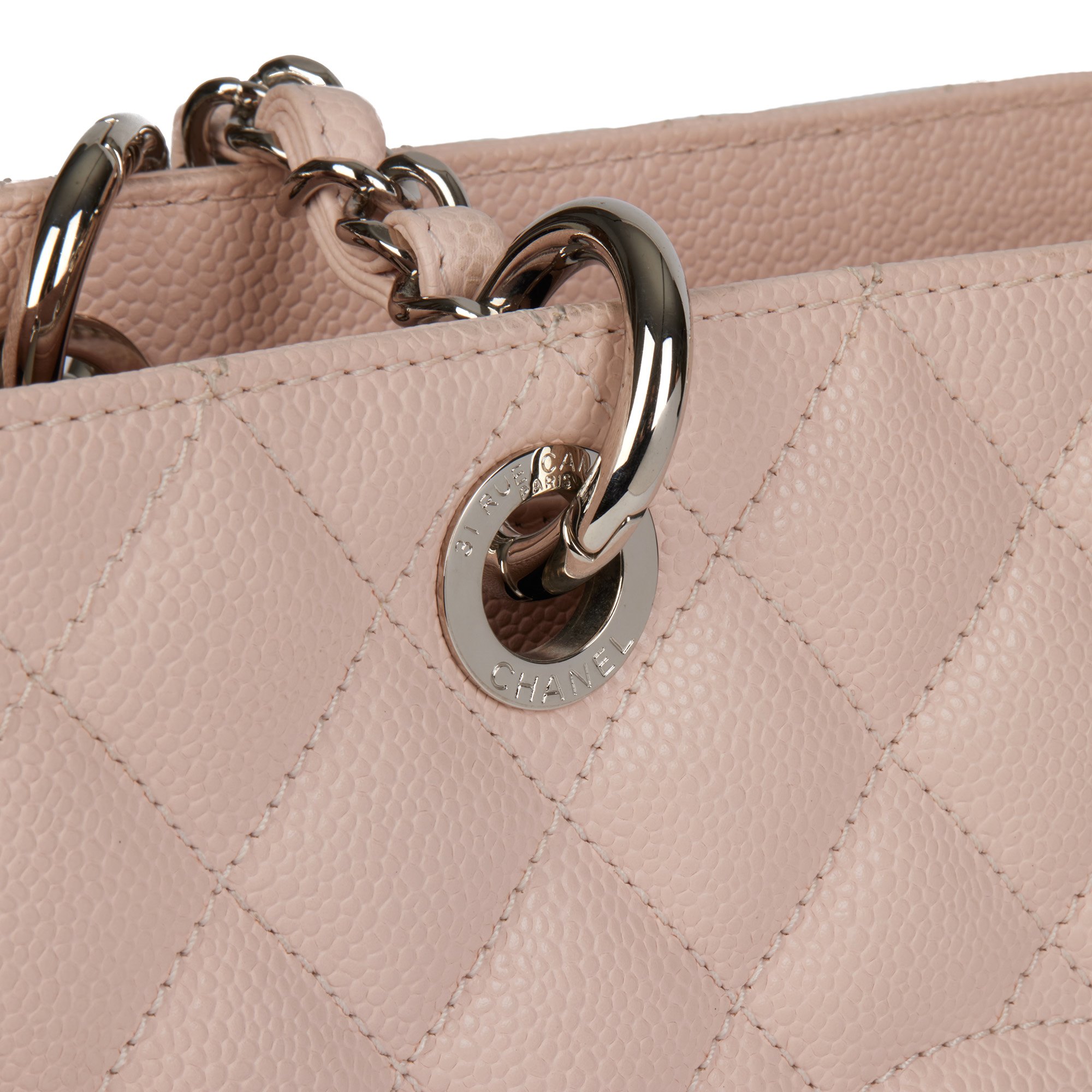 Chanel Pale Pink Quilted Caviar Leather Grand Shopping Tote GST