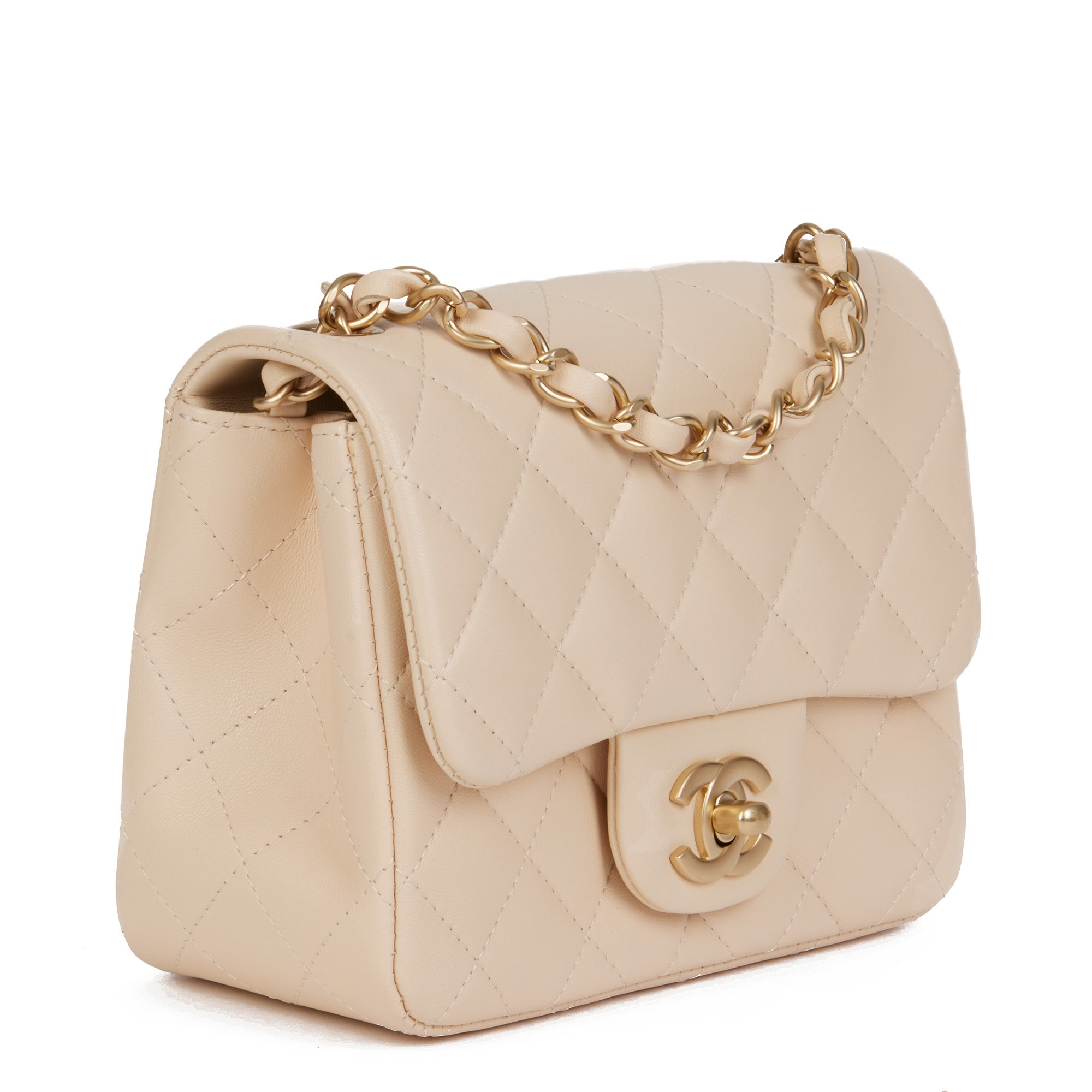 Chanel Light Beige Quilted Lambskin Mini Flap Bag
