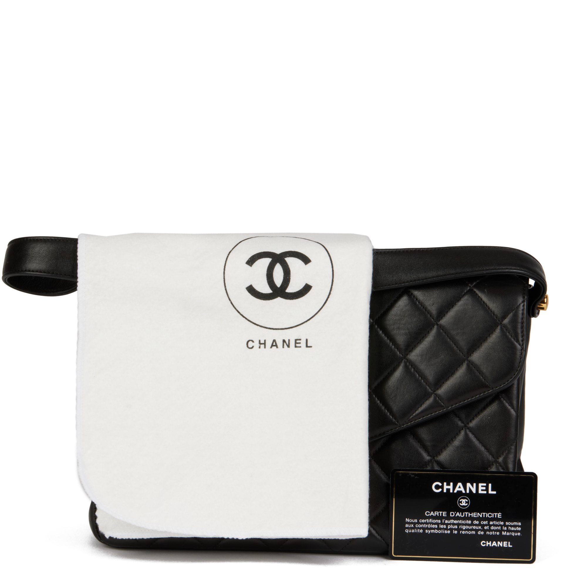 Chanel Black Quilted Lambskin Vintage Medium Classic Top Handle Flap Bag