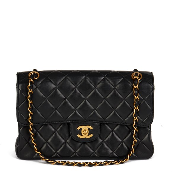 Chanel Black Quilted Lambskin Vintage Medium Double Sided Classic Flap Bag