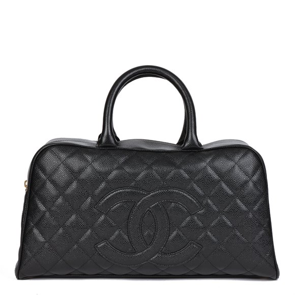 Chanel Black Quilted Caviar Leather Boston