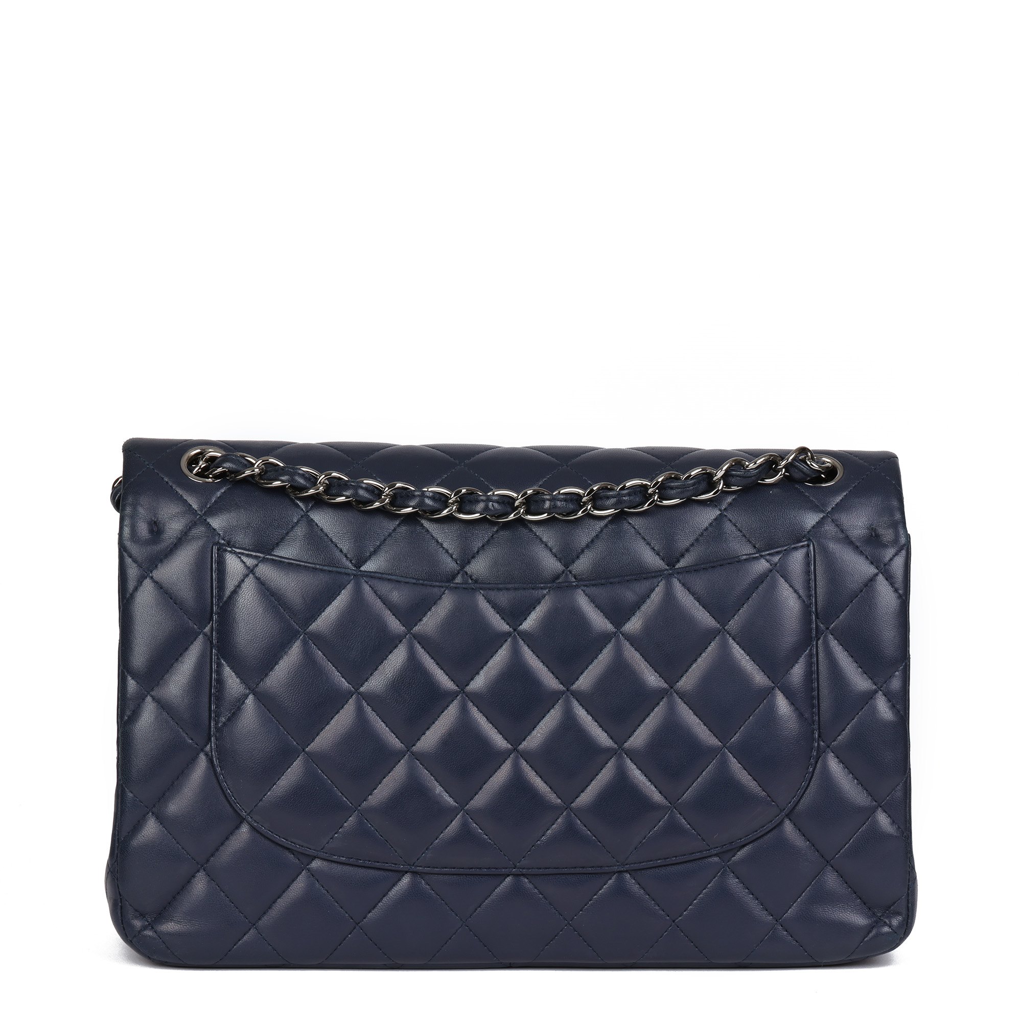 Chanel Navy Quilted Lambskin Jumbo Classic Double Flap Bag