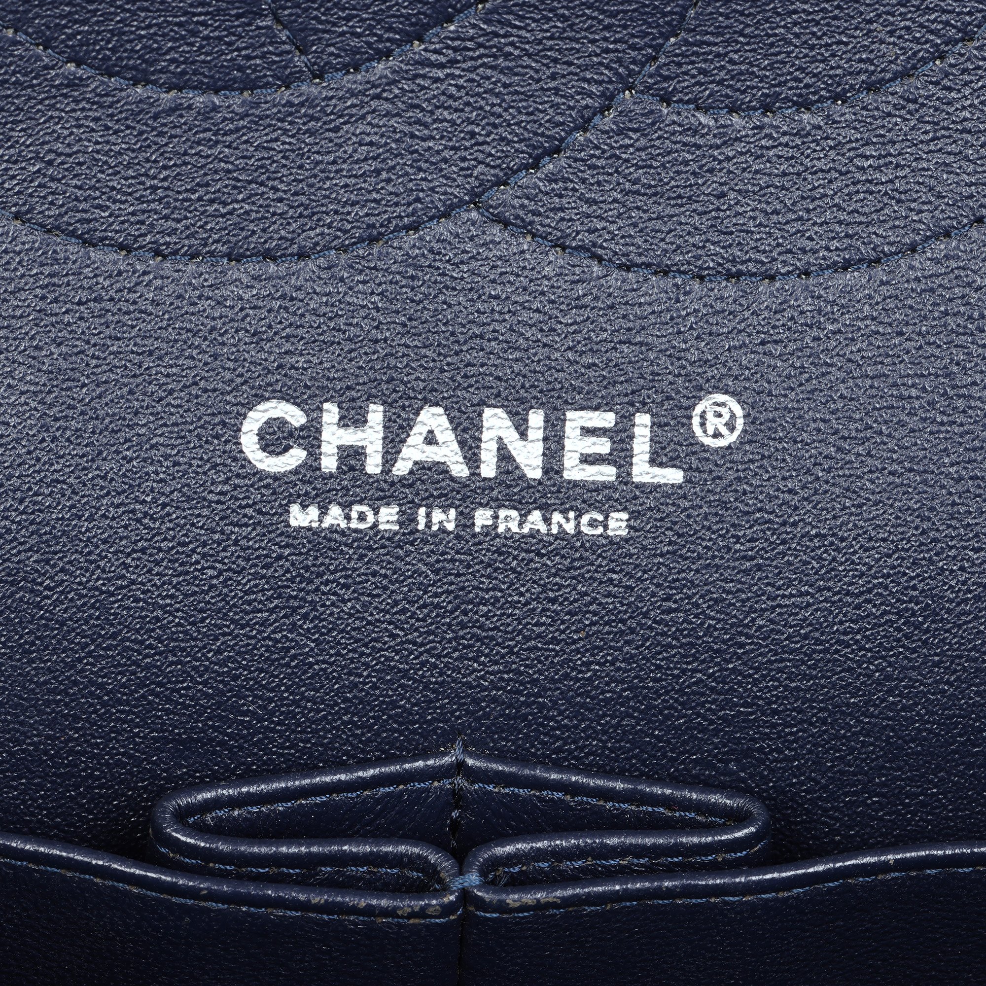 Chanel Navy Quilted Lambskin Jumbo Classic Double Flap Bag