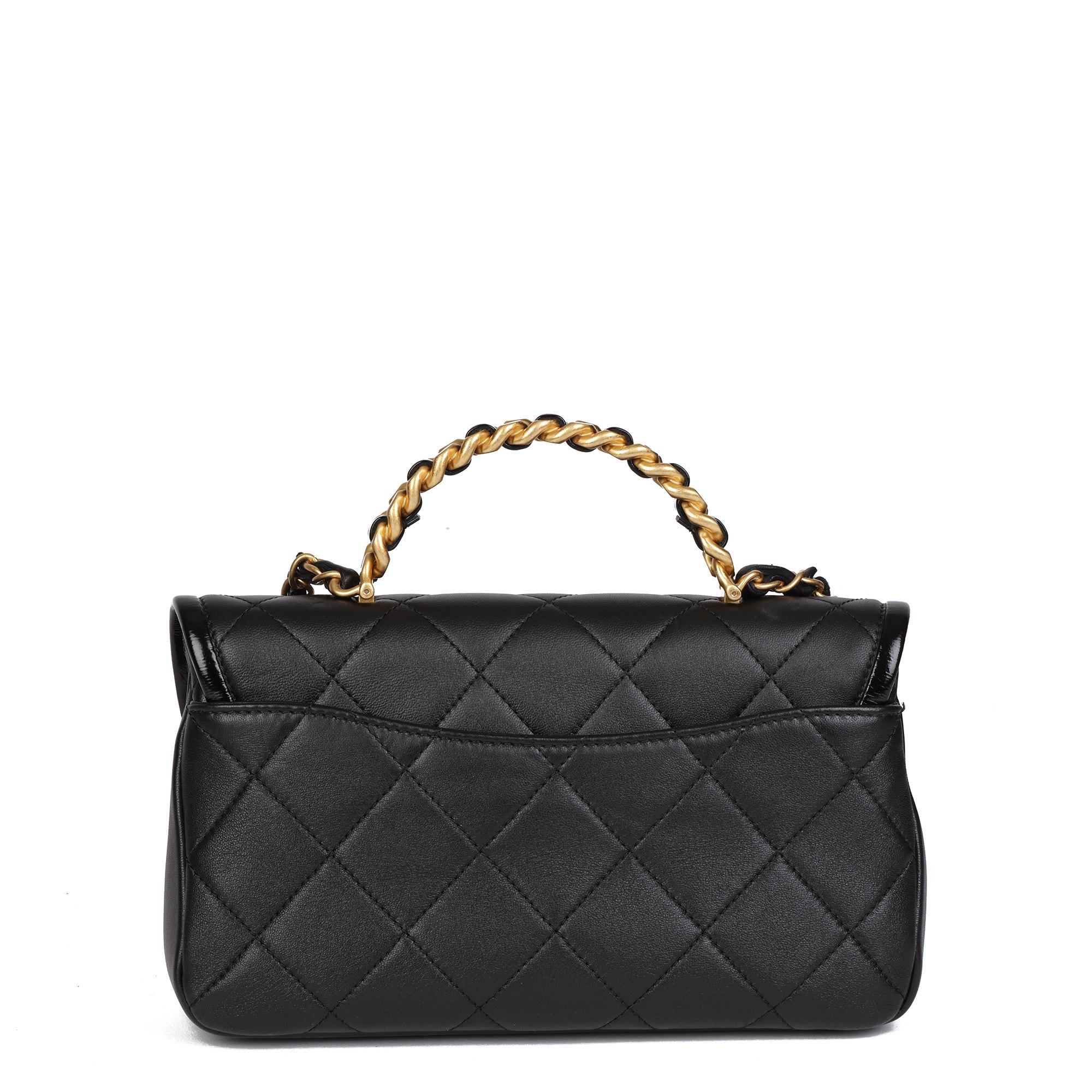 Chanel Black Quilted Lambskin Small Classic Top Handle Flap Bag