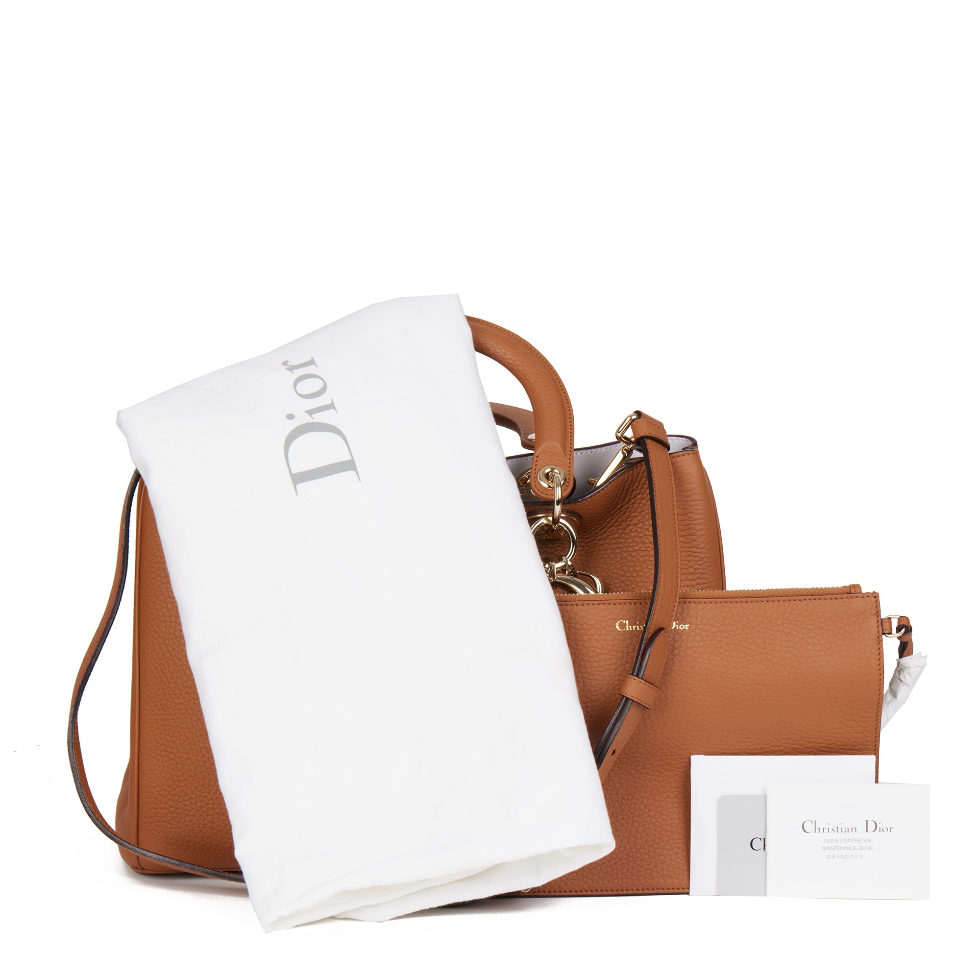 Christian Dior Caramel Calfskin Leather Medium Diorissimo with Wallet