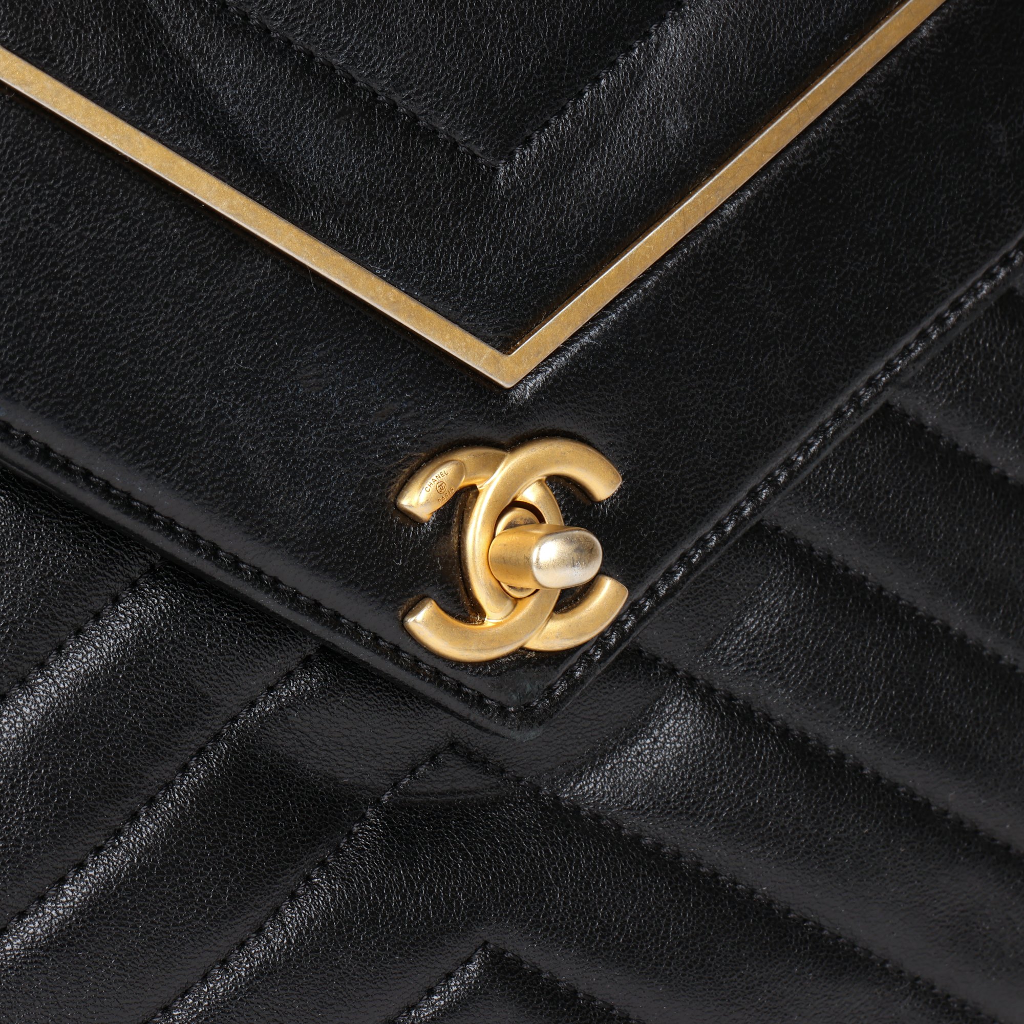 Chanel Black Chevron Quilted Lambskin Classic Shoulder Tote