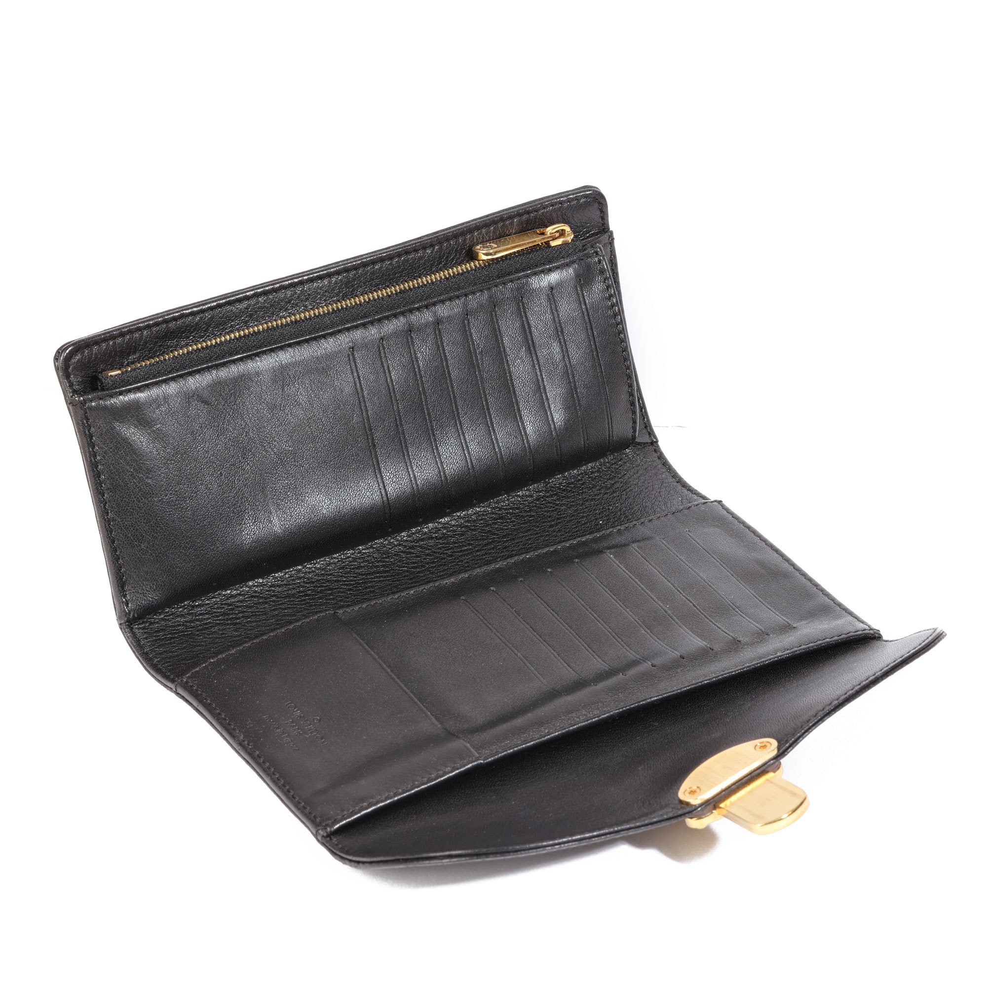Louis Vuitton Black Perforated Mahina Calfskin Leather Amelia Wallet