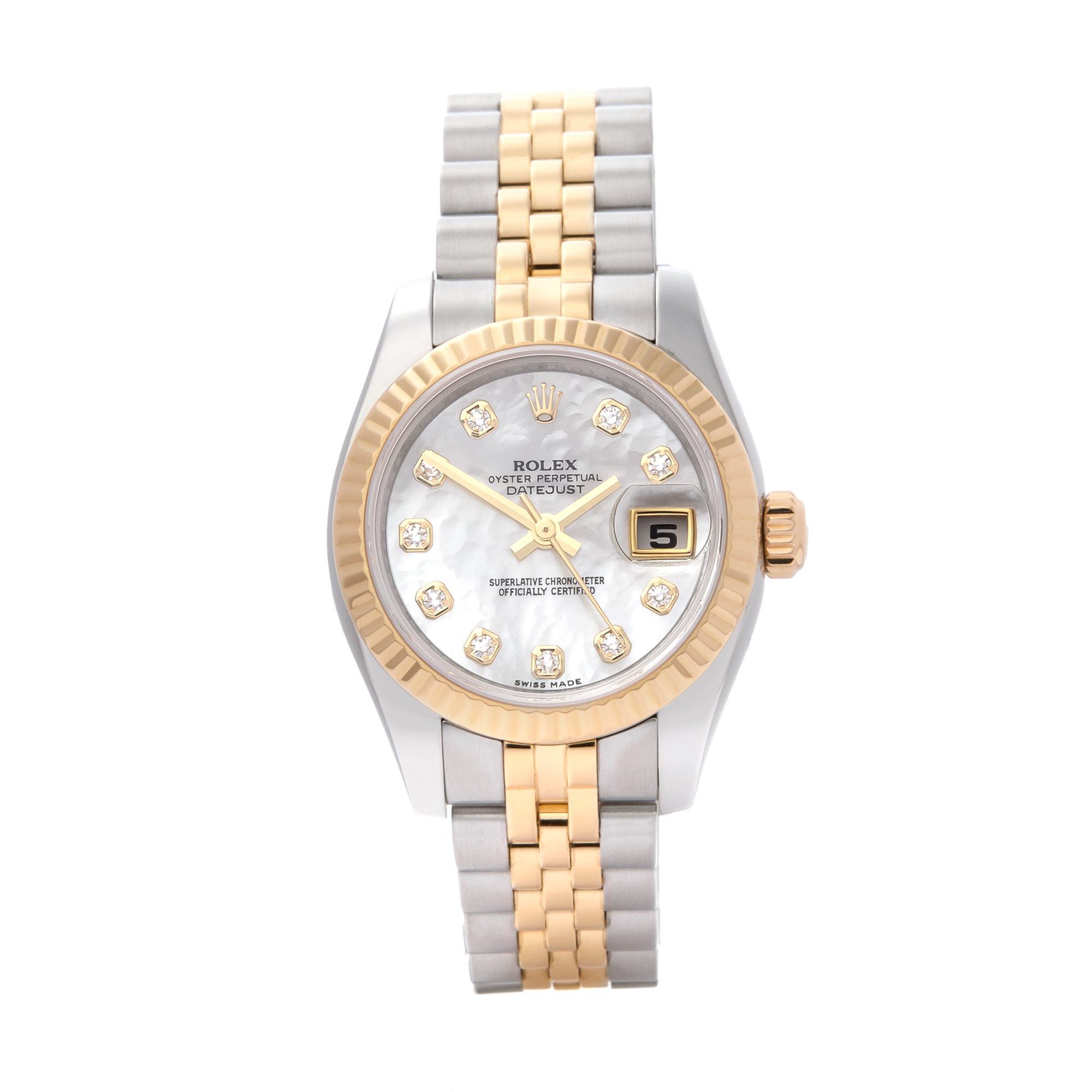 Rolex Datejust 26 Mother of Pearl Diamond Dot Yellow Gold & Stainless Steel 179173