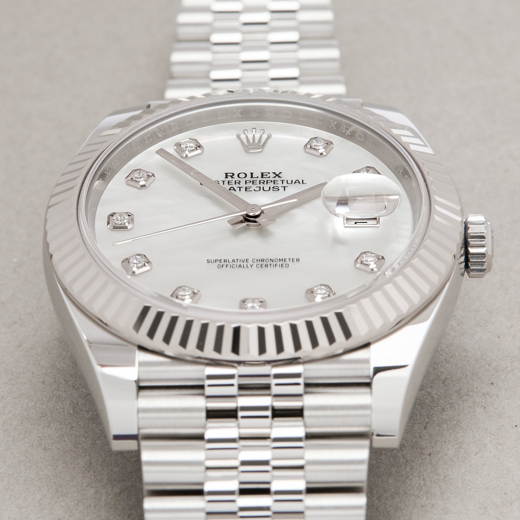 Rolex Datejust 41 Mother of Pearl Diamond Dot White Gold & Stainless Steel 126334