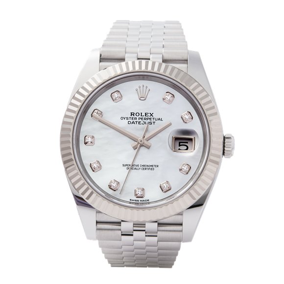 Rolex Datejust 41 Mother of Pearl Diamond Dot White Gold & Stainless Steel - 126334