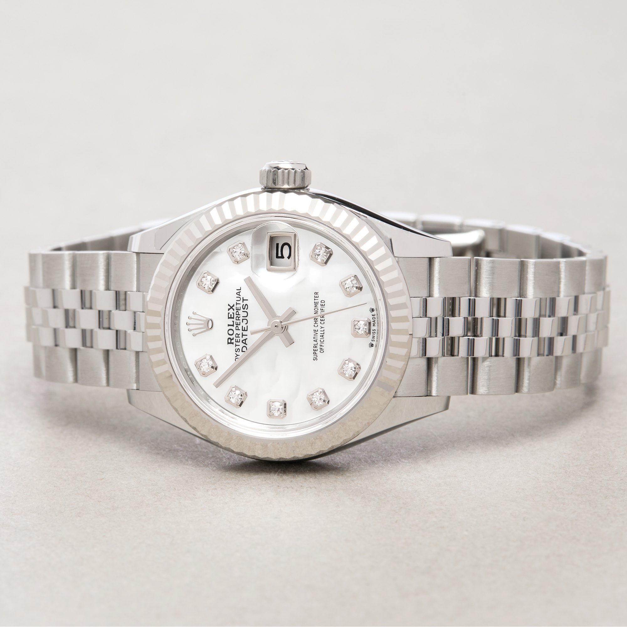 Rolex Datejust 28 Mother of Pearl Diamond Dot White Gold & Stainless Steel 279174