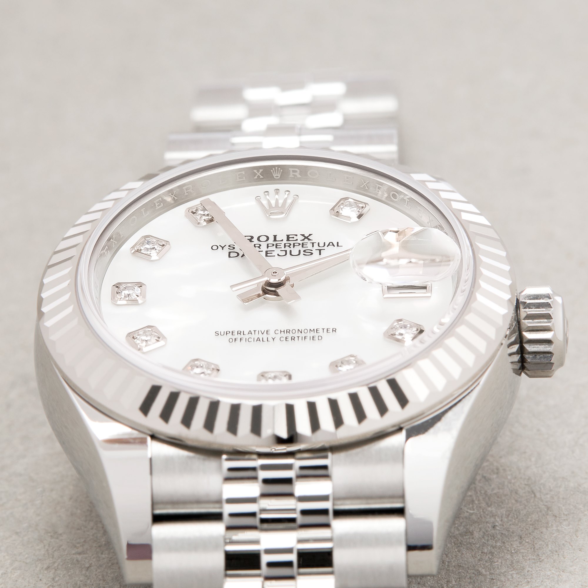 Rolex Datejust 28 Mother of Pearl Diamond Dot White Gold & Stainless Steel 279174
