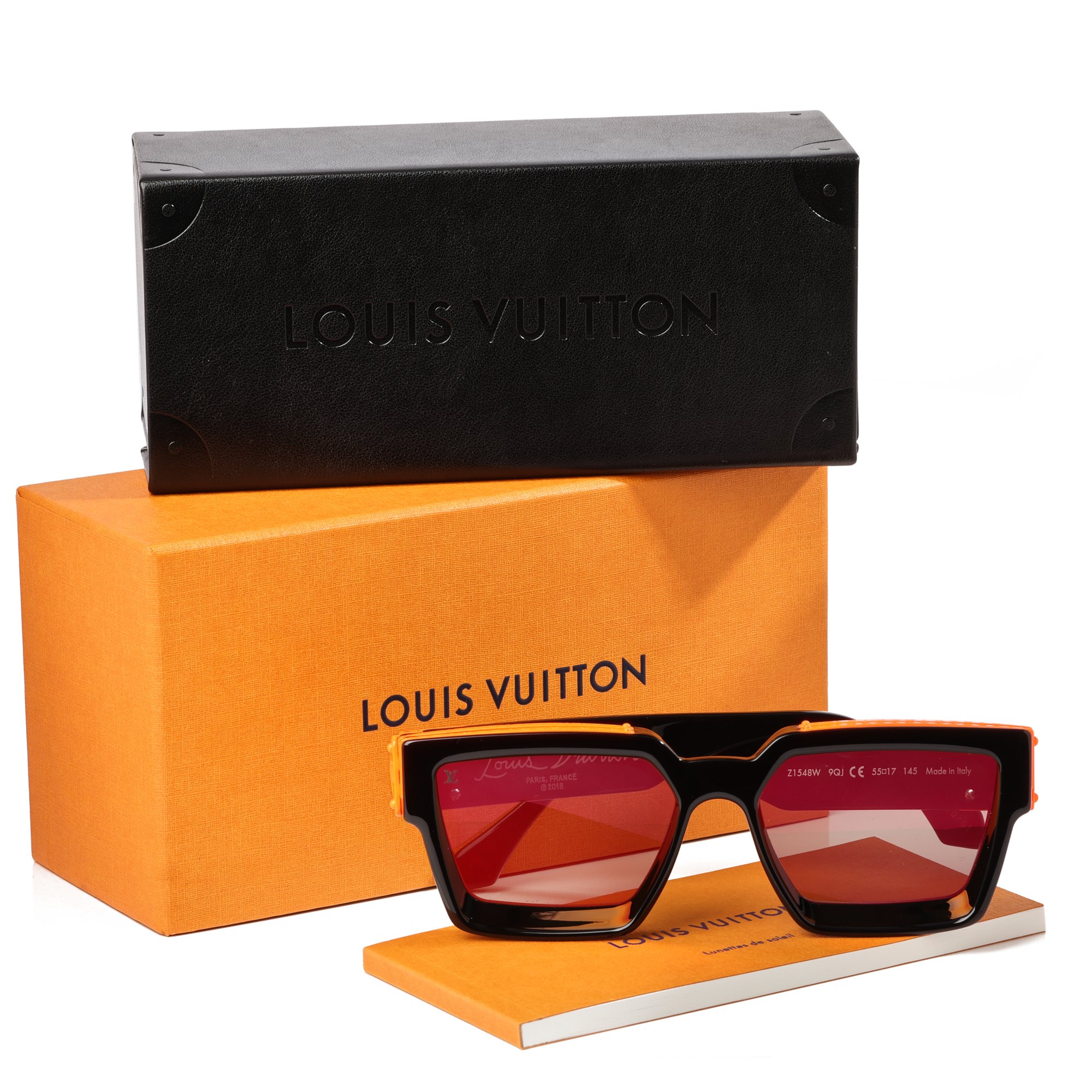 Louis Vuitton Black & Orange Acetate Mirrored 1.1 Millionaire Sunglasses - Size W