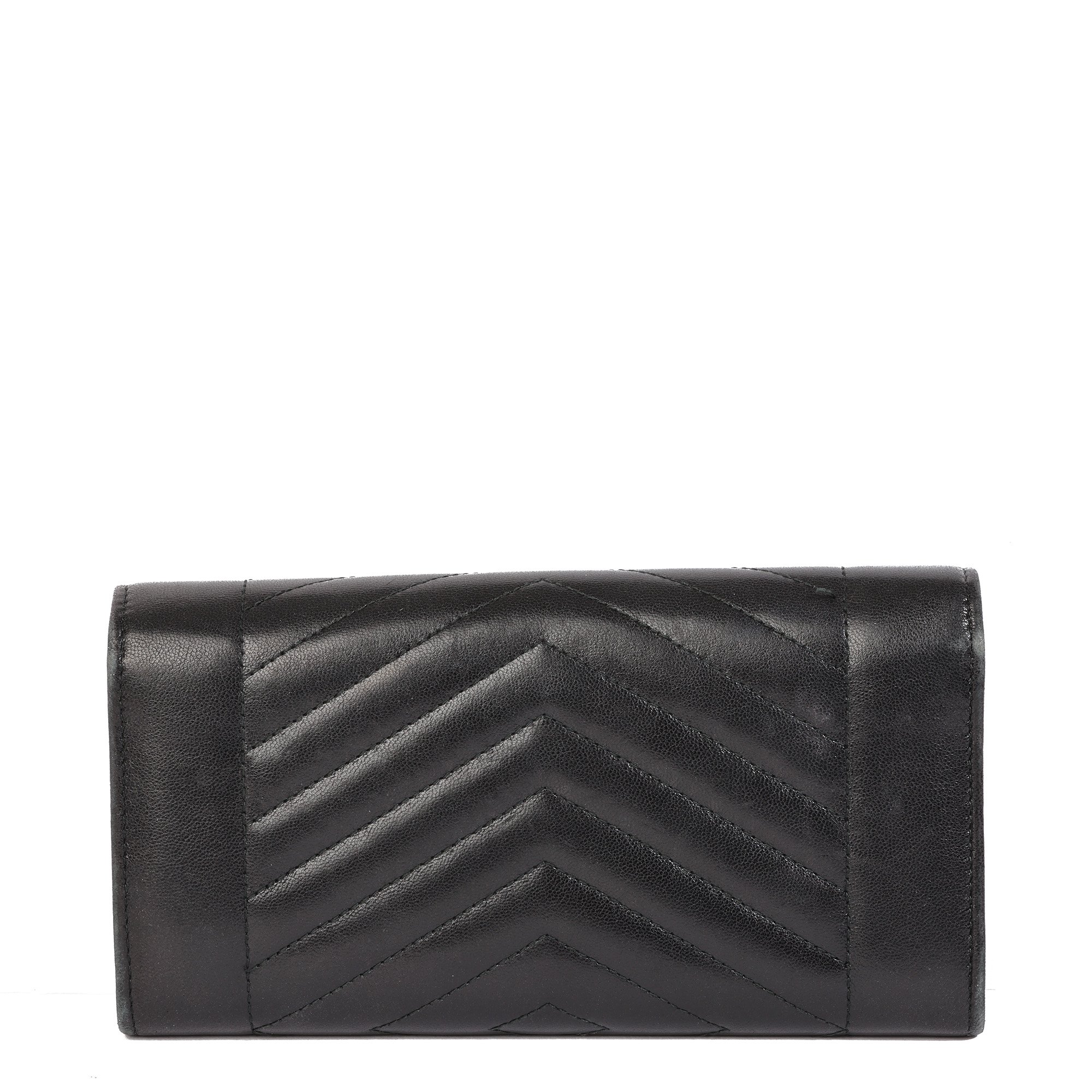 Chanel Black Quilted Lambskin Reversed Chevron Long Wallet
