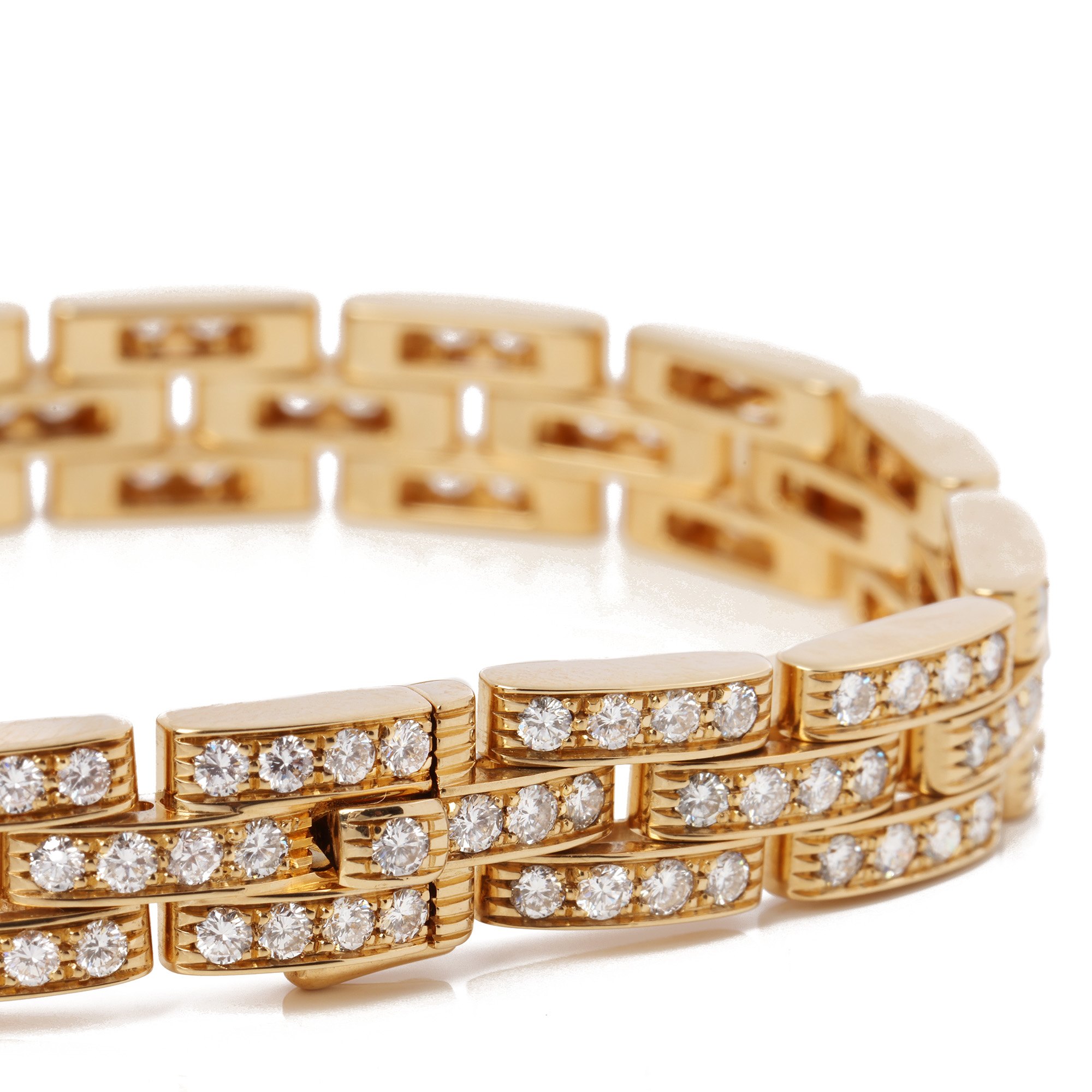 Cartier Maillon Panthere 3 Row Diamond Paved Bracelet