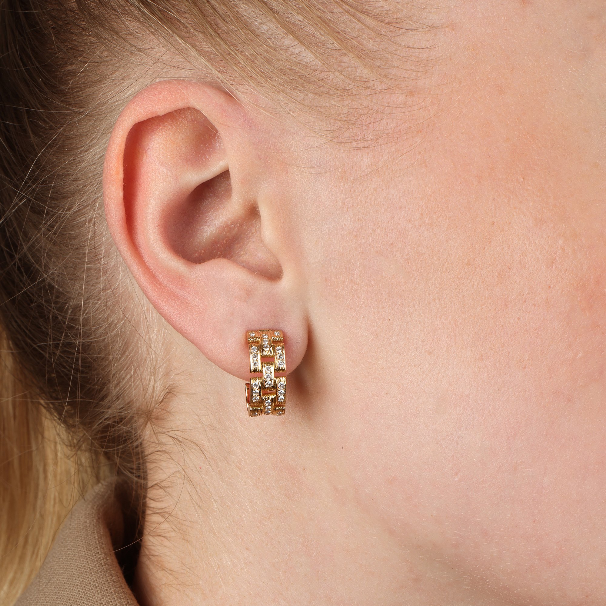 Cartier Maillon Panthere Diamond Paved Earrings