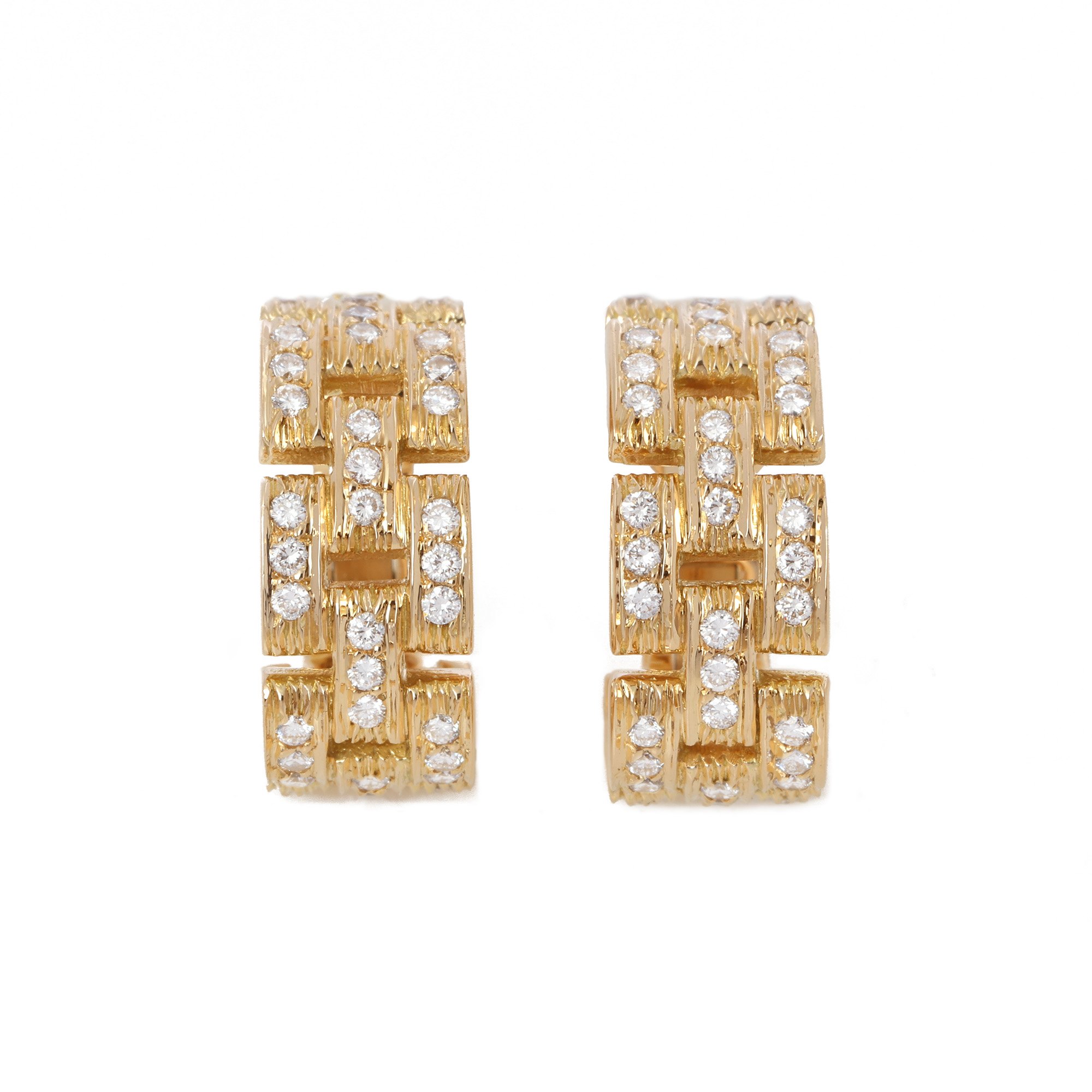 Cartier Maillon Panthere Diamond Paved Earrings