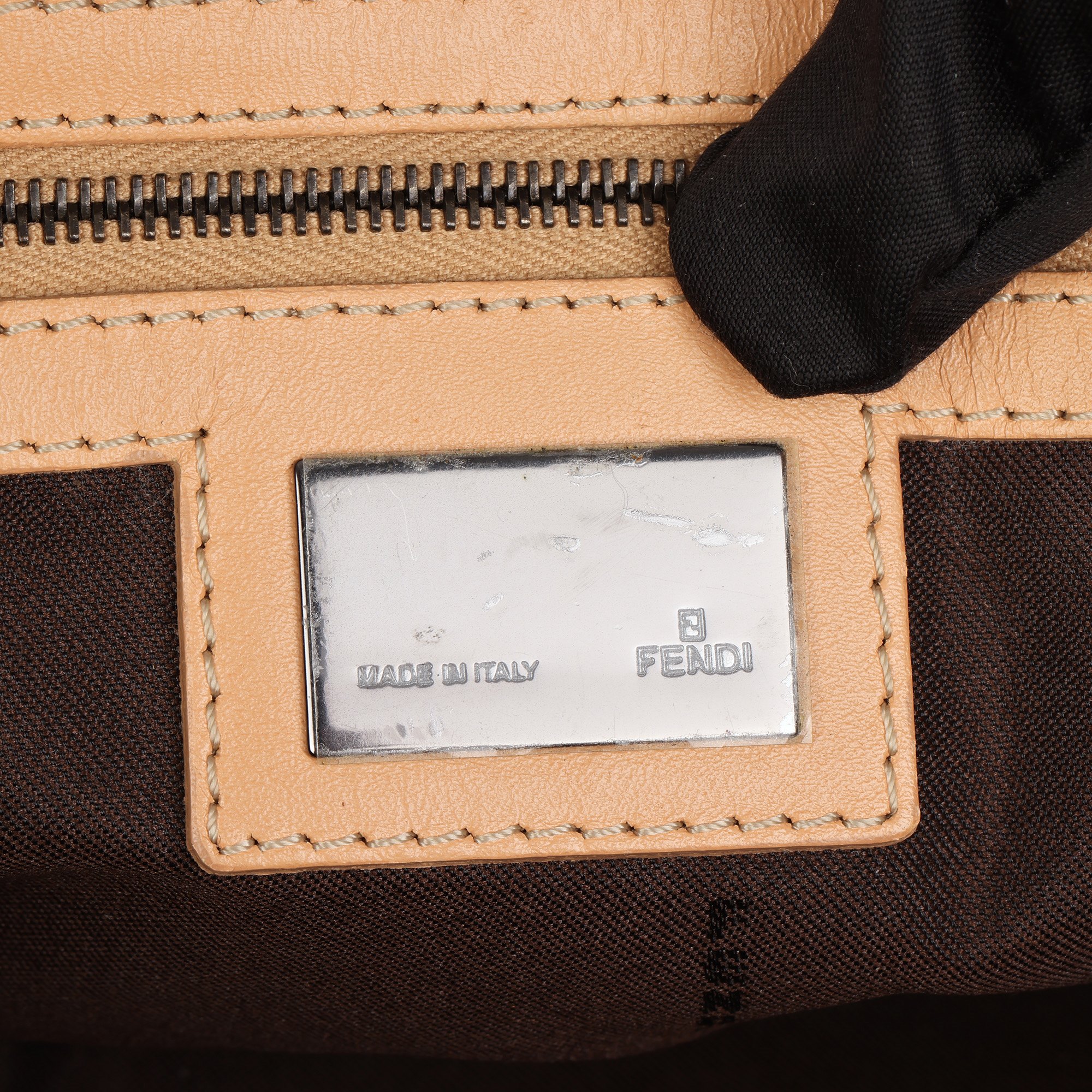 Fendi Beige Zucca Canvas & Beige Calfskin Leather Zucchino Tote