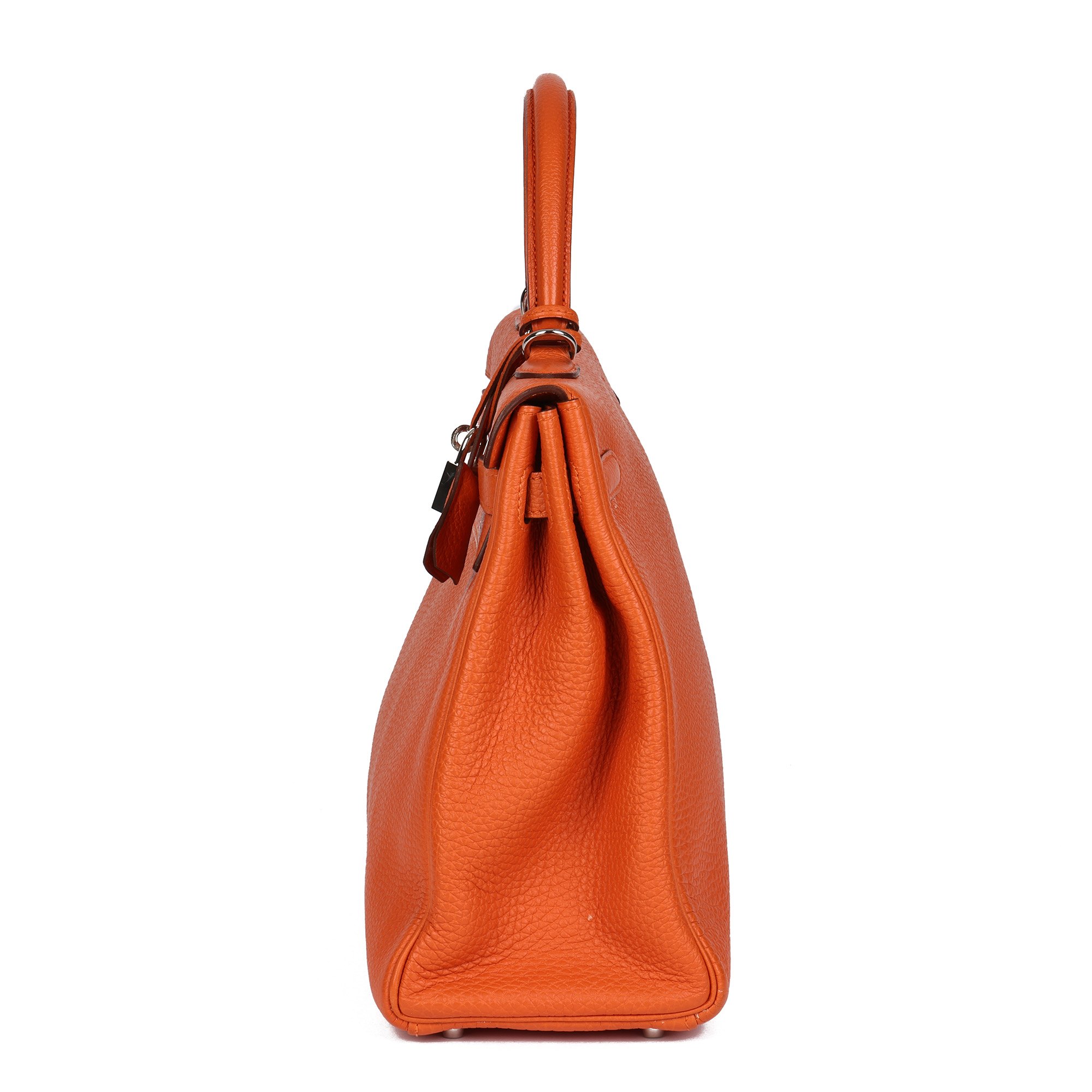 Hermès Orange H Clemence Leather Kelly 35cm Retourne
