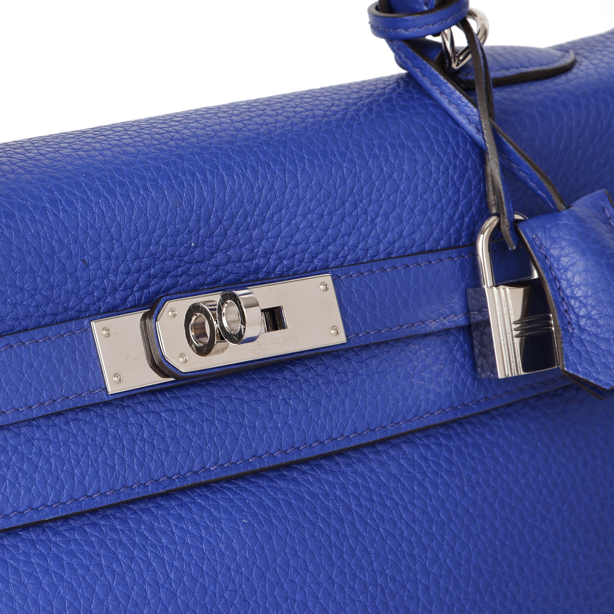 Hermès Blue Electric Clemence Leather Kelly 35cm Retourne