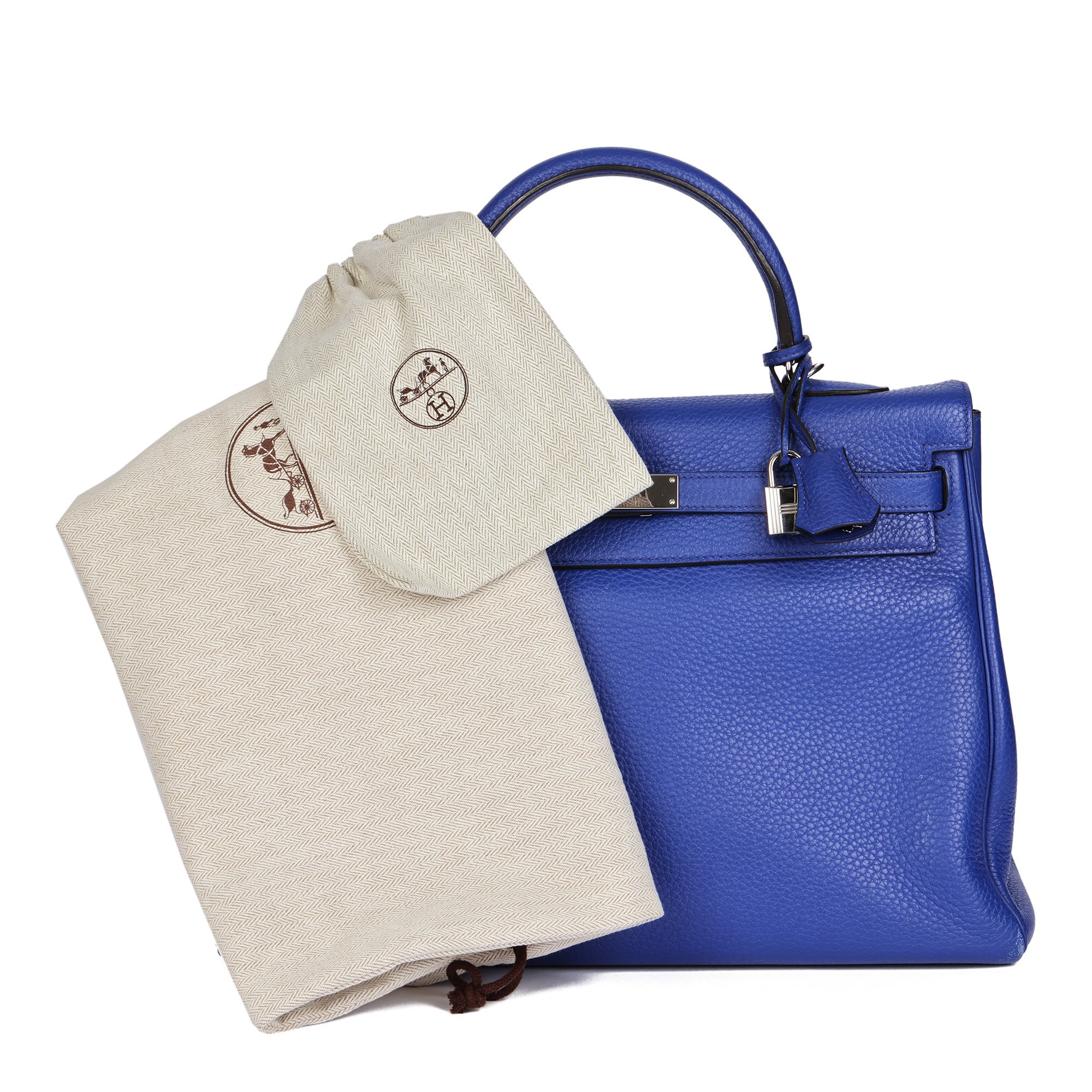 Hermès Blue Electric Clemence Leather Kelly 35cm Retourne