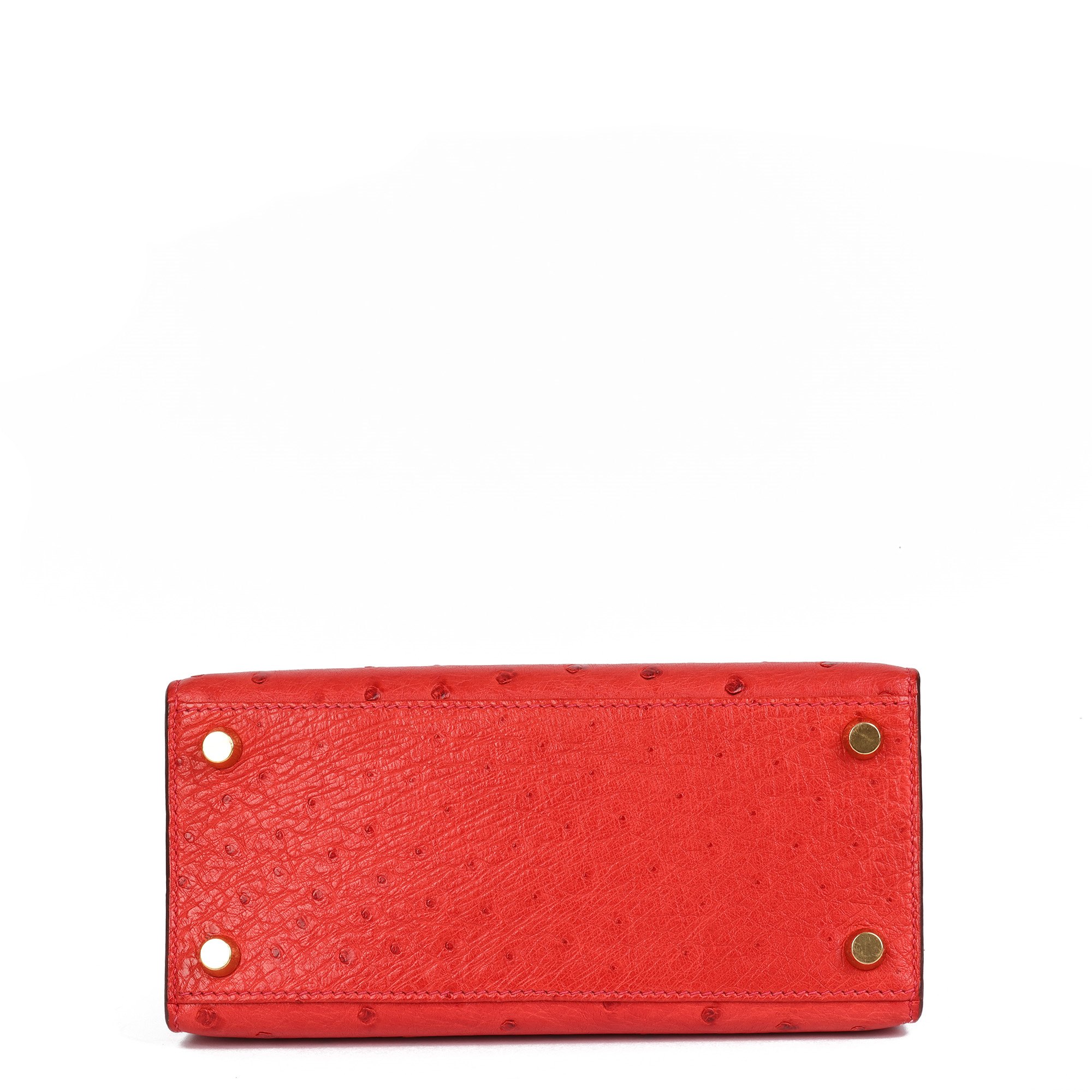 Hermès Rouge Vif Ostrich Leather Kelly 20cm Sellier