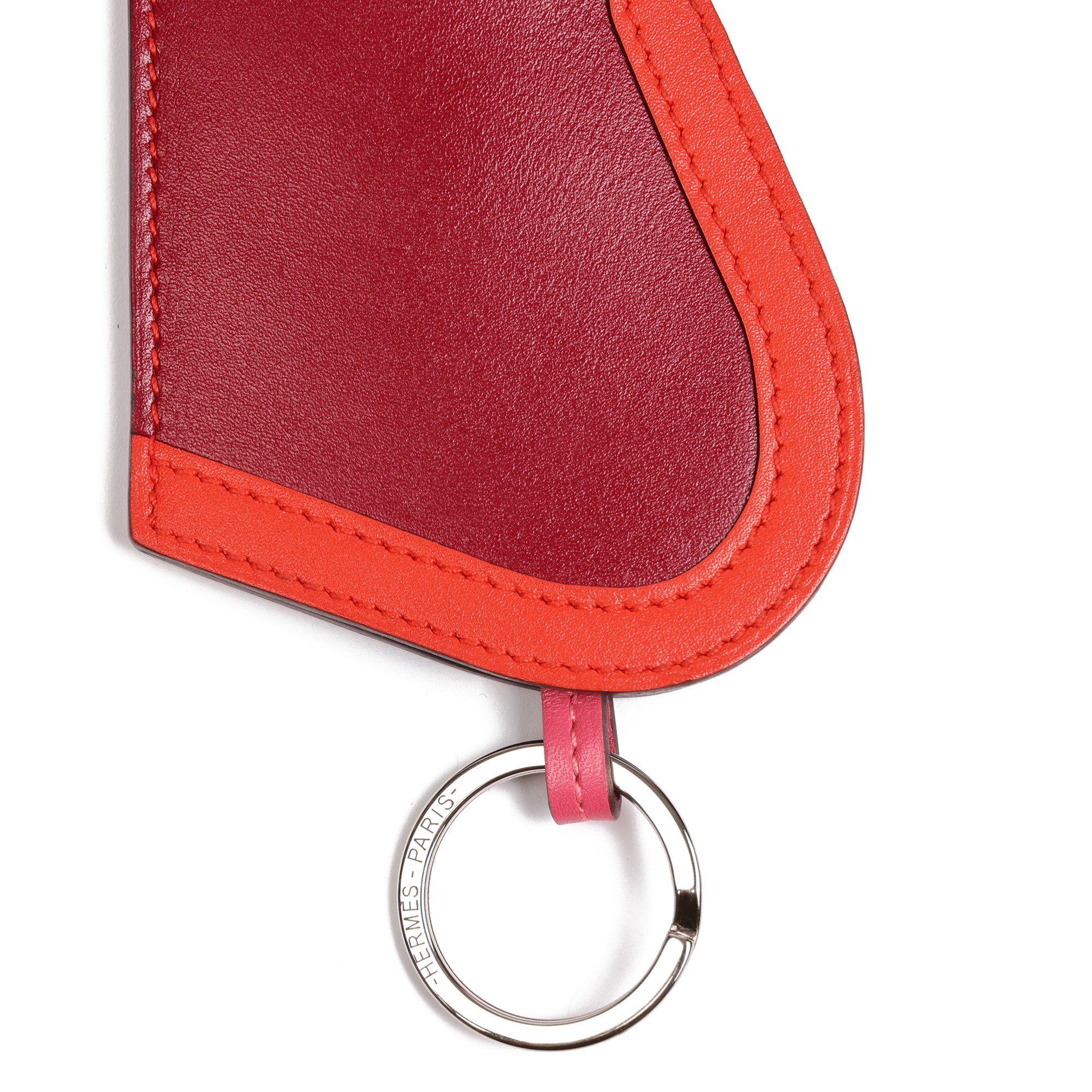 Hermès Rubis, Orange Poppy & Rose Azalee Tadelakt Leather Camail Key Holder Charm