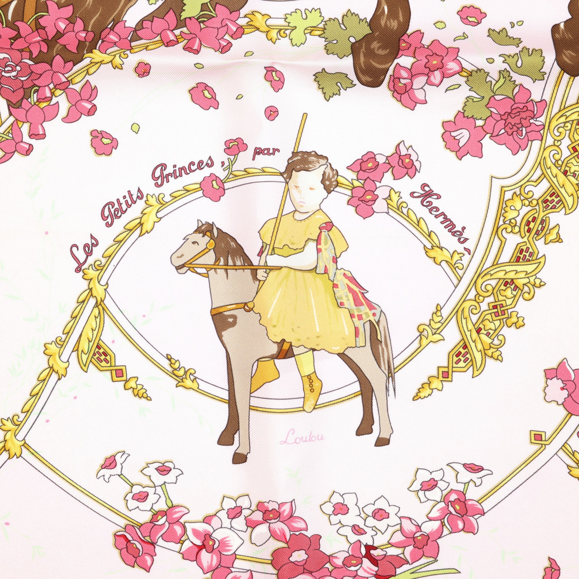 Hermès Rose Dragee, Rose Azalee & Curry Les Petits Princes Par Scarf