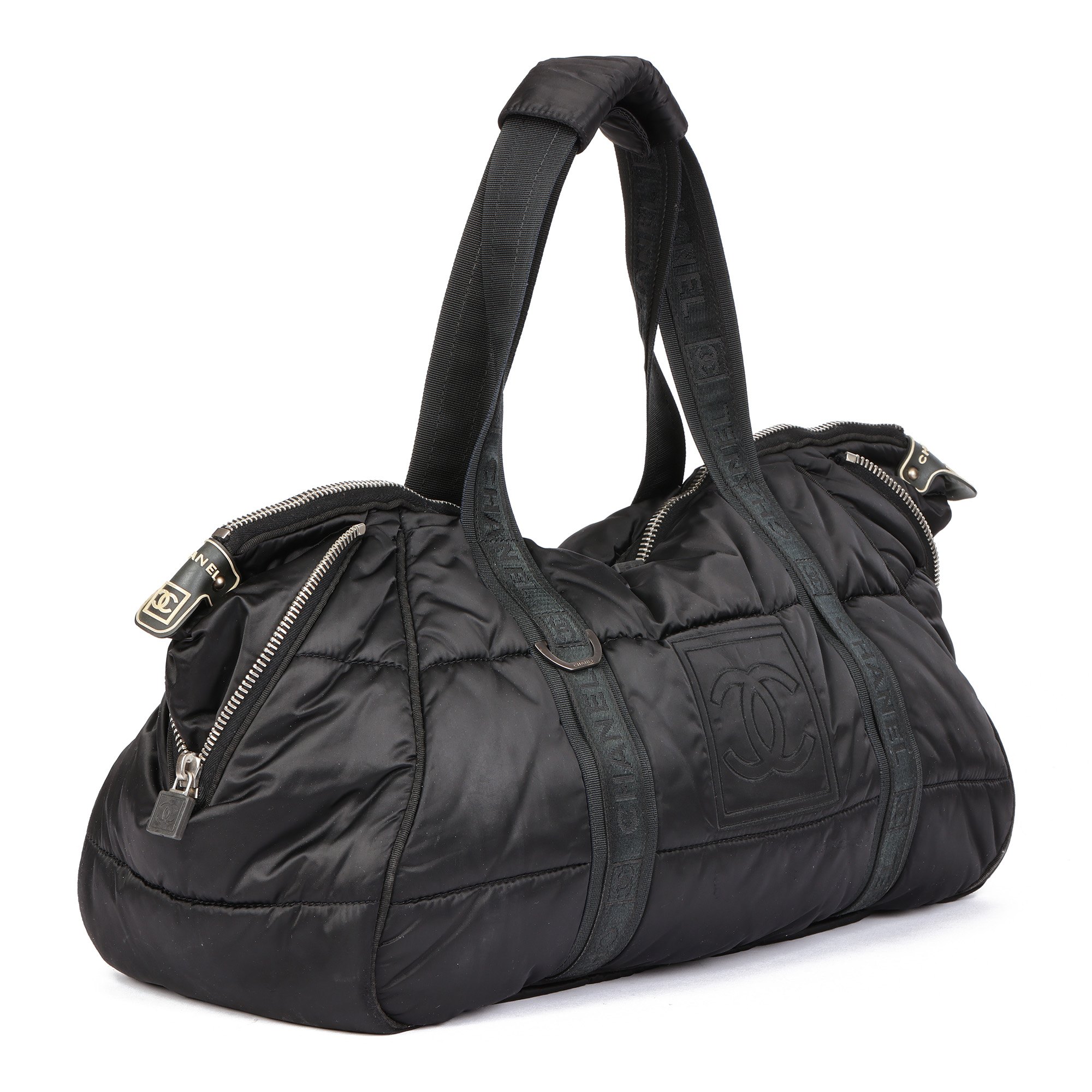 Chanel Black Quilted Nylon Coco Niege Sports Gym Tote