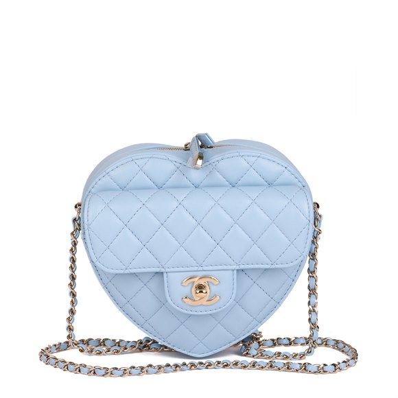 Chanel Blue Quilted Lambskin Leather Heart Bag