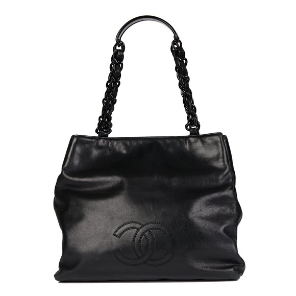 Chanel SO Black Calfskin Leather Vintage Timeless Shoulder Tote
