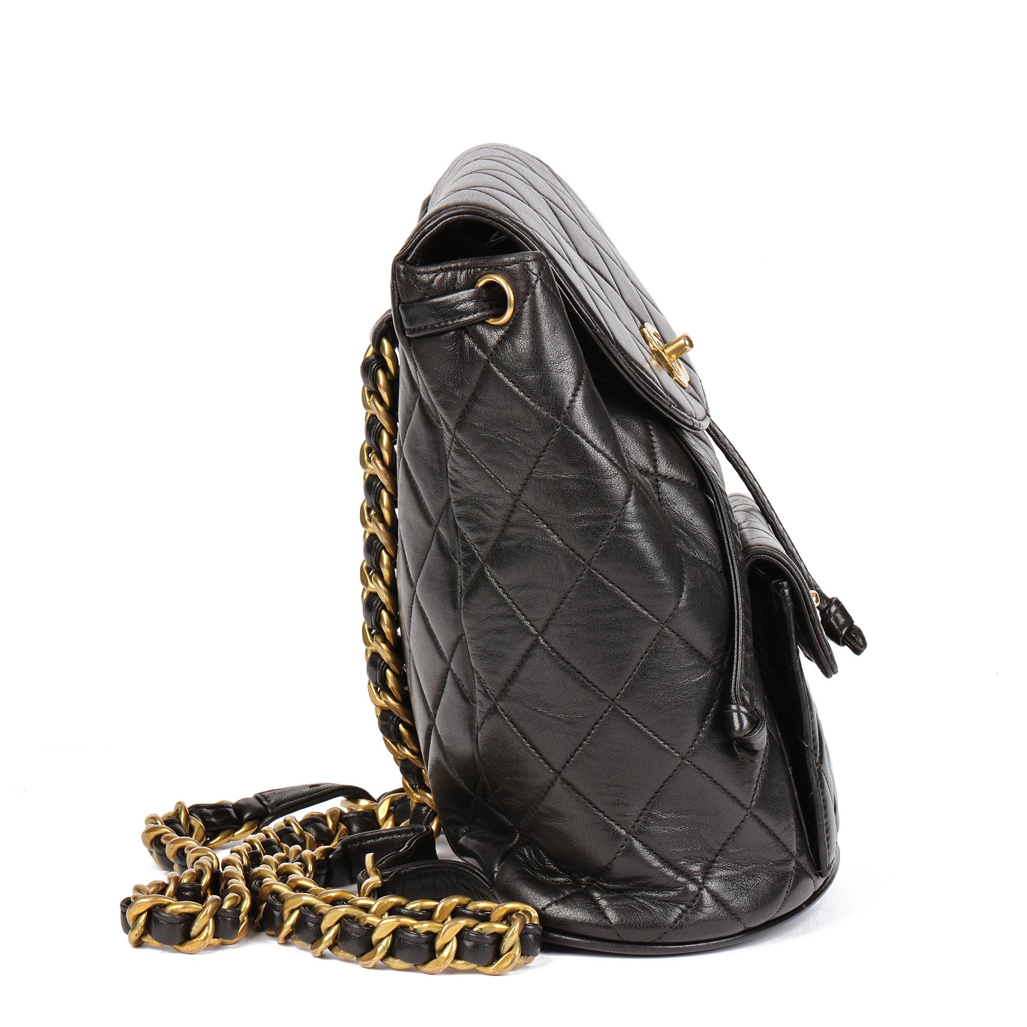 Chanel Black Quilted Lambskin Vintage Classic Duma Backpack