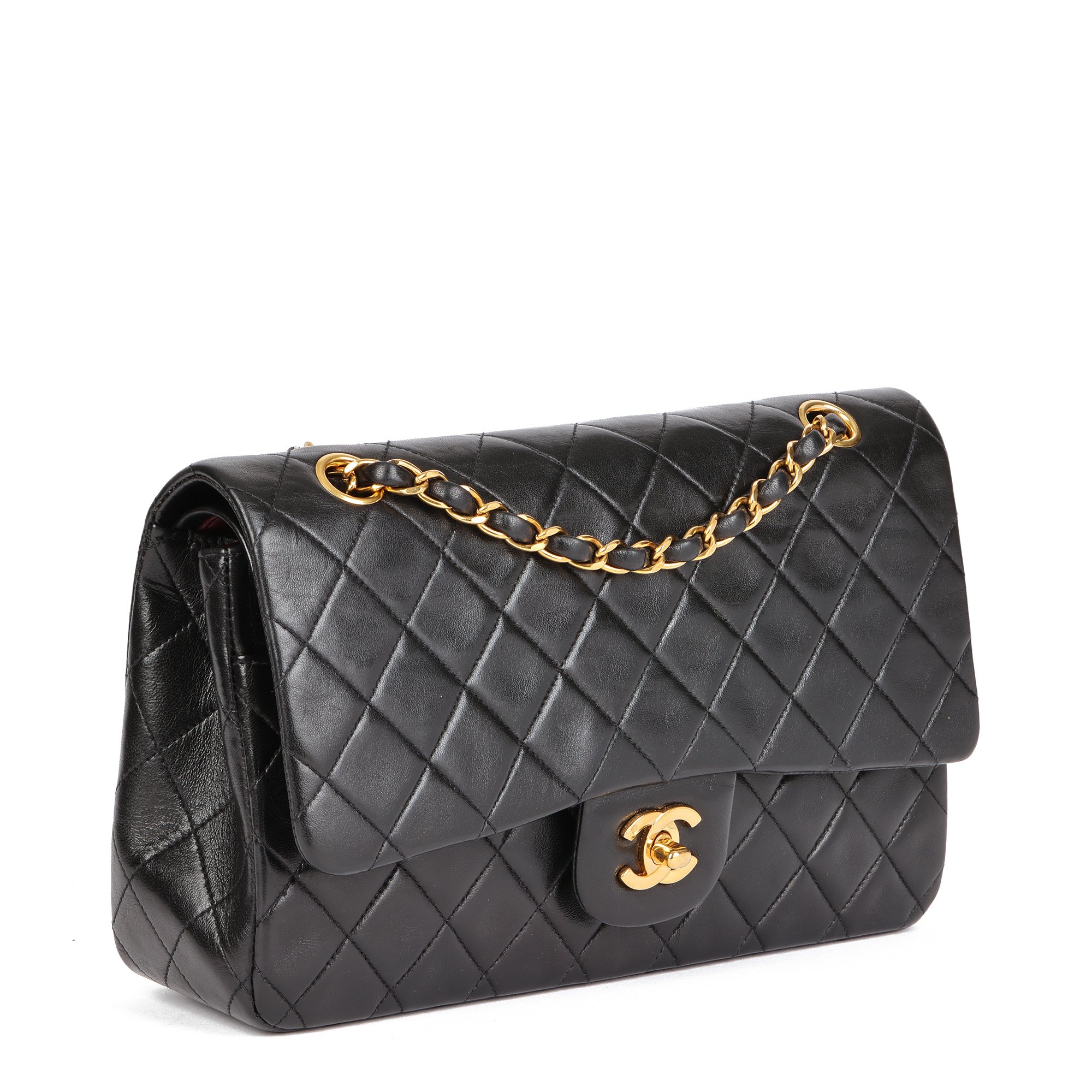 chanel lambskin medium double flap black