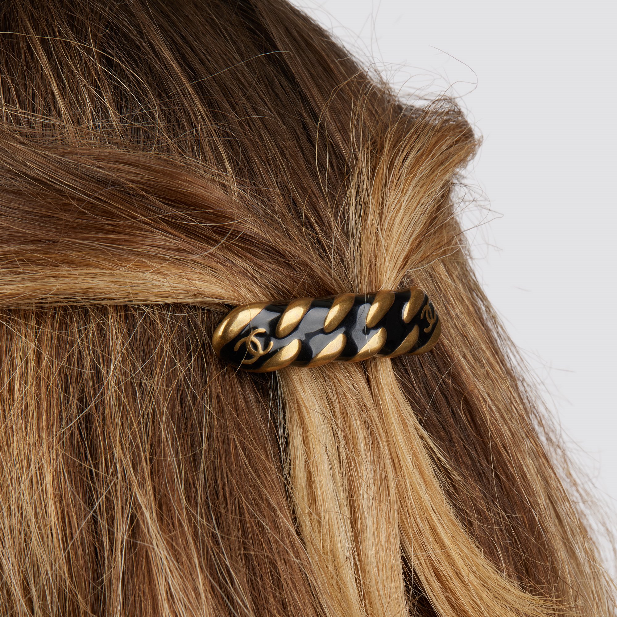 Chanel Gold & Black Chain Hair Slide