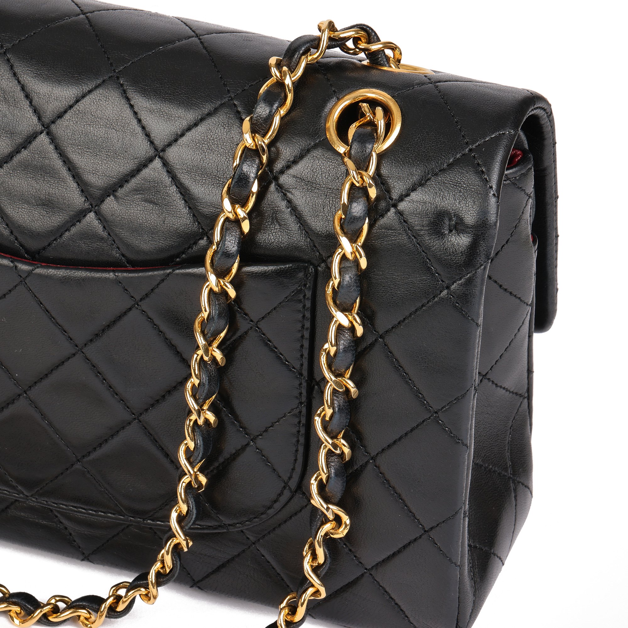 Chanel Black Quilted Lambskin Vintage Medium Classic Double Flap Bag