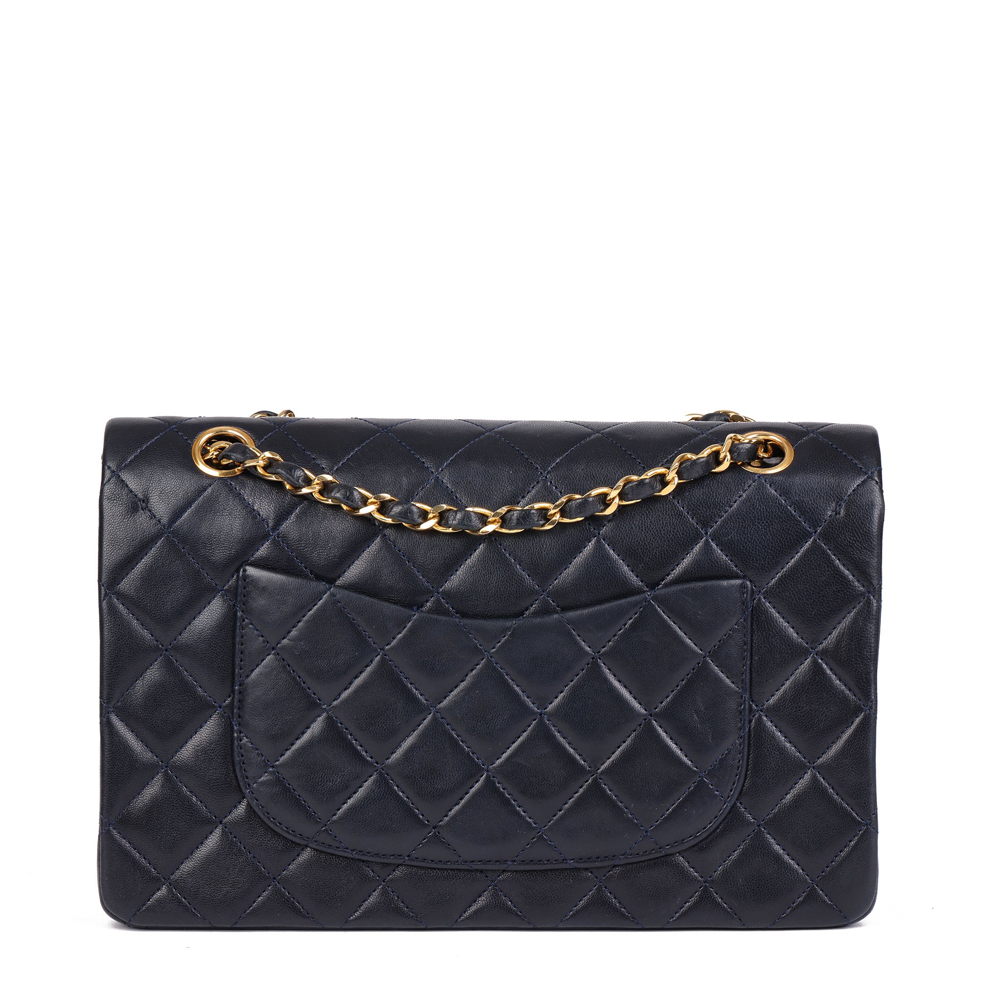 Chanel Navy Quilted Lambskin Vintage Medium Classic Double Flap Bag