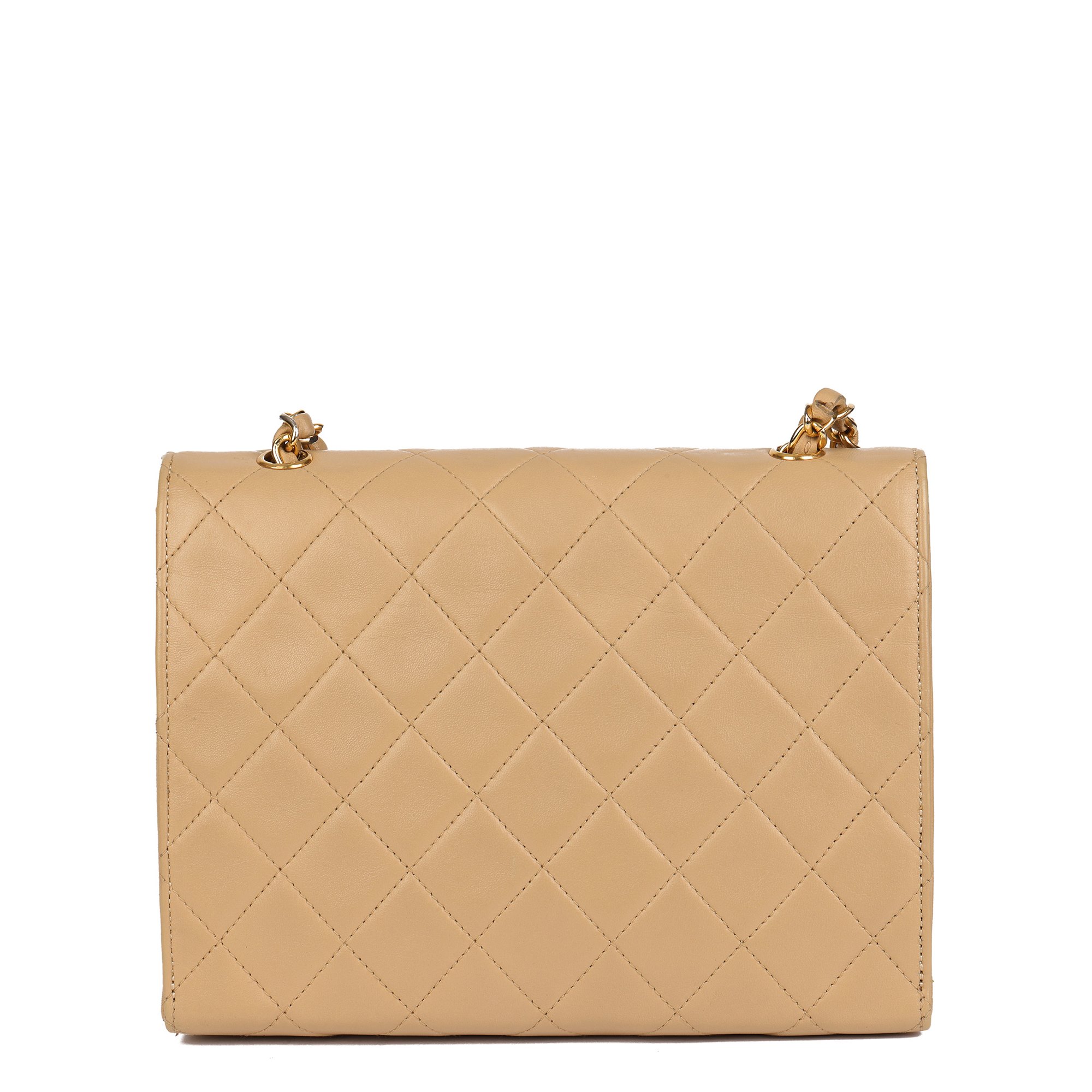 Chanel Beige Quilted Lambskin Vintage Mini Classic Single Flap Bag