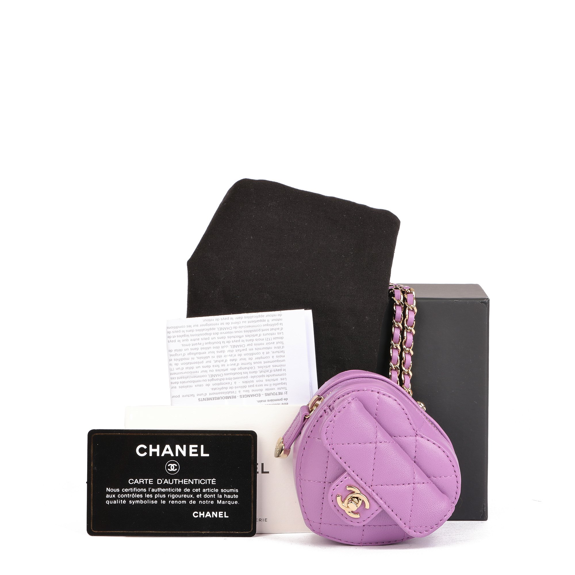 Chanel Purple Quilted Lambskin Micro Love Heart