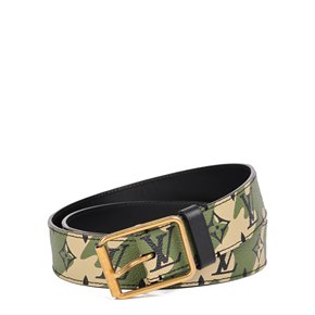 Louis Vuitton Green Monogramouflage Coated Canvas & Vachetta Leather Murakami Belt 95