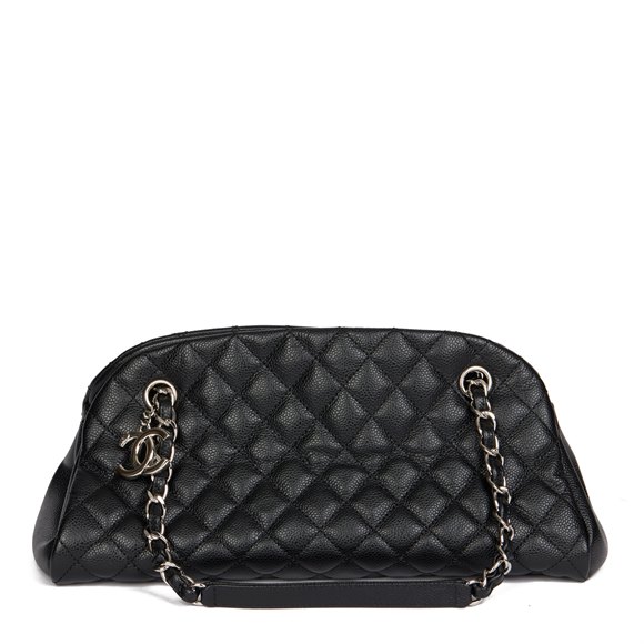 Chanel Black Quilted Caviar Leather Just Mademoiselle Bowling Bag