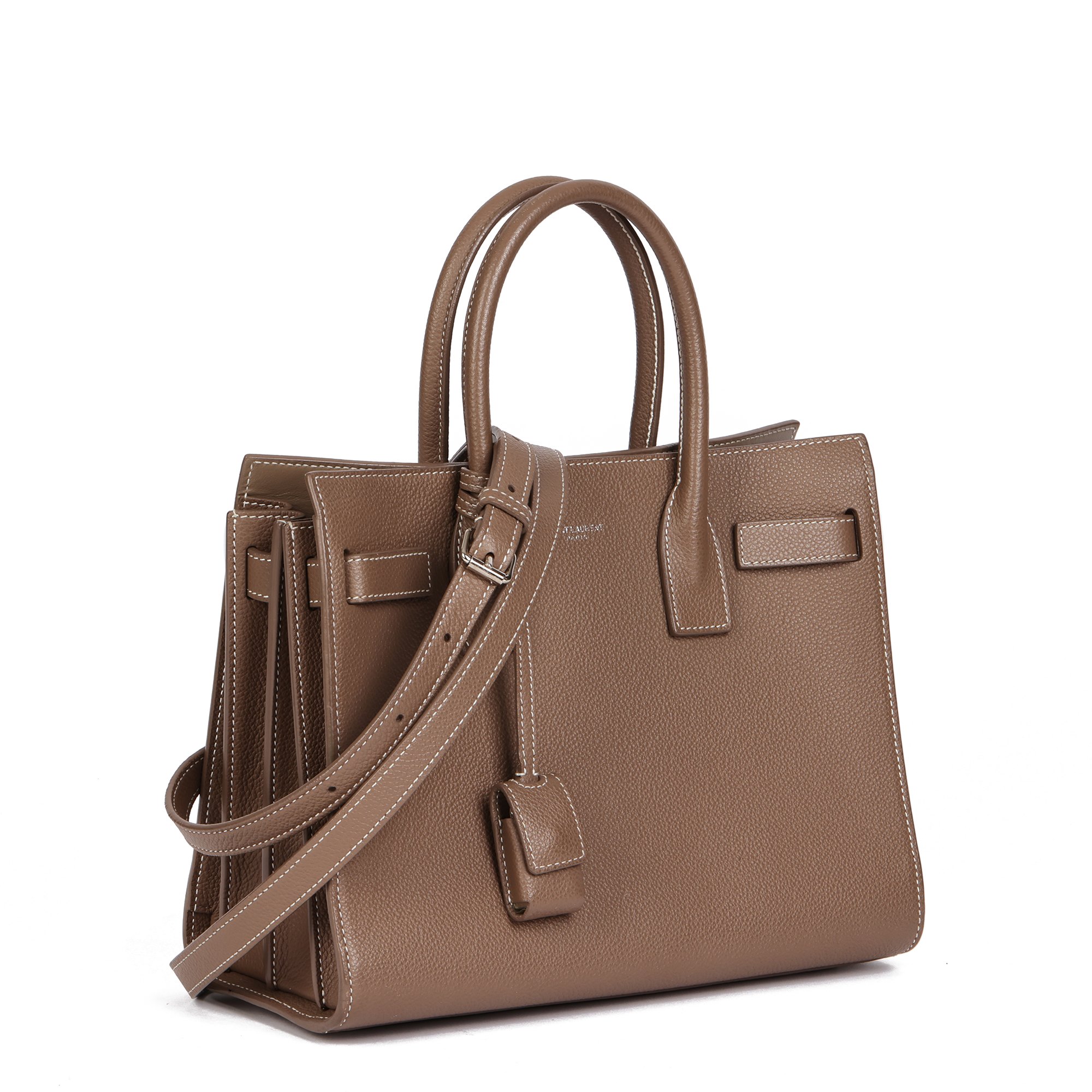 Saint Laurent Taupe Grained Calfskin Leather Baby Sac de Jour