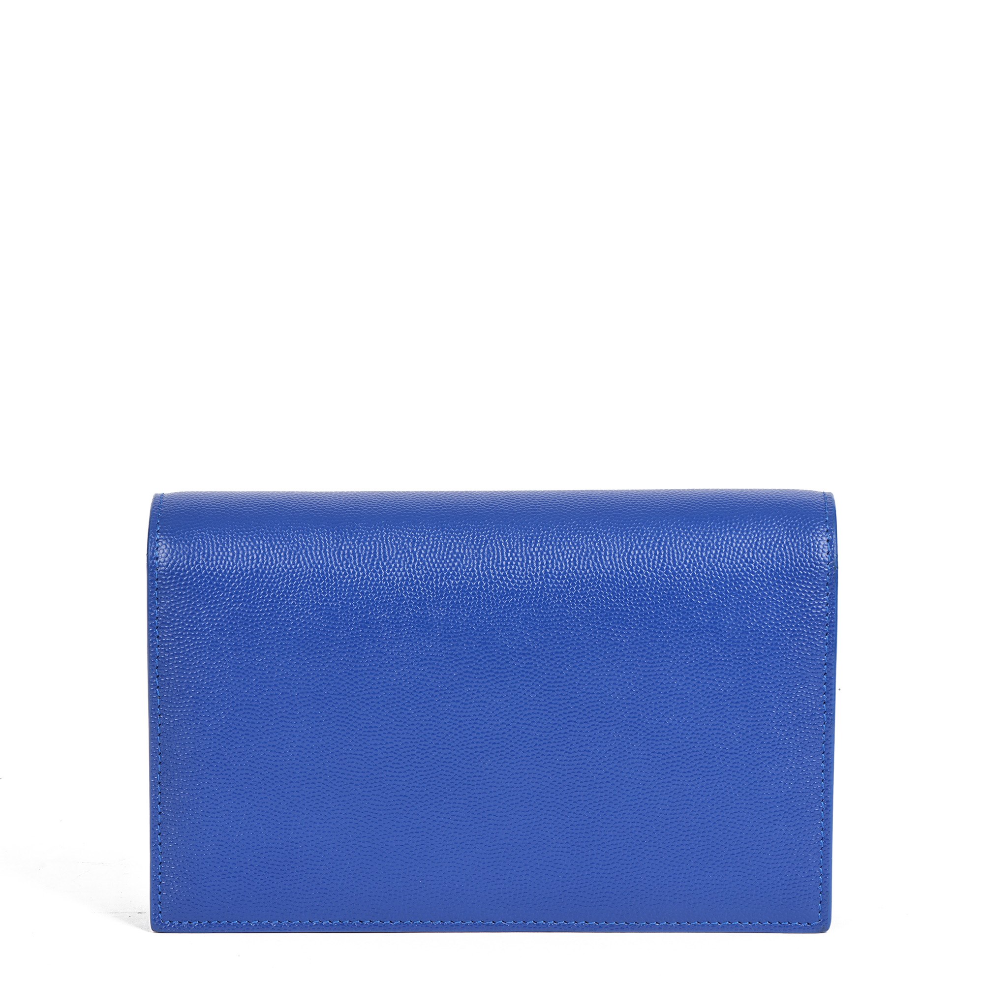 Saint Laurent Blue Electric Grained Calfskin Leather Kate Chain Wallet with Tassel